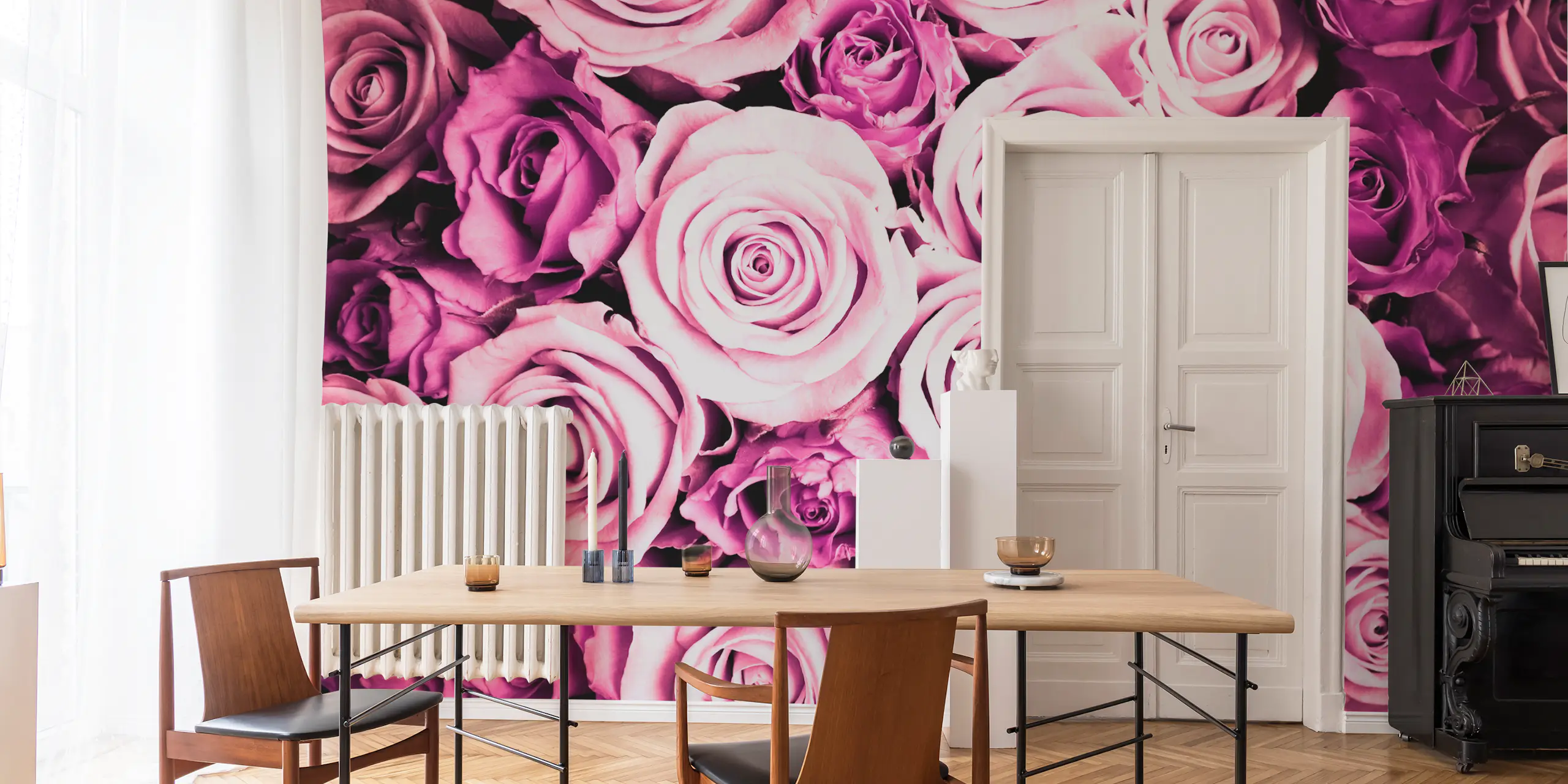 Romantic Pink Roses Wallpaper - Elegant Home Decor Solution