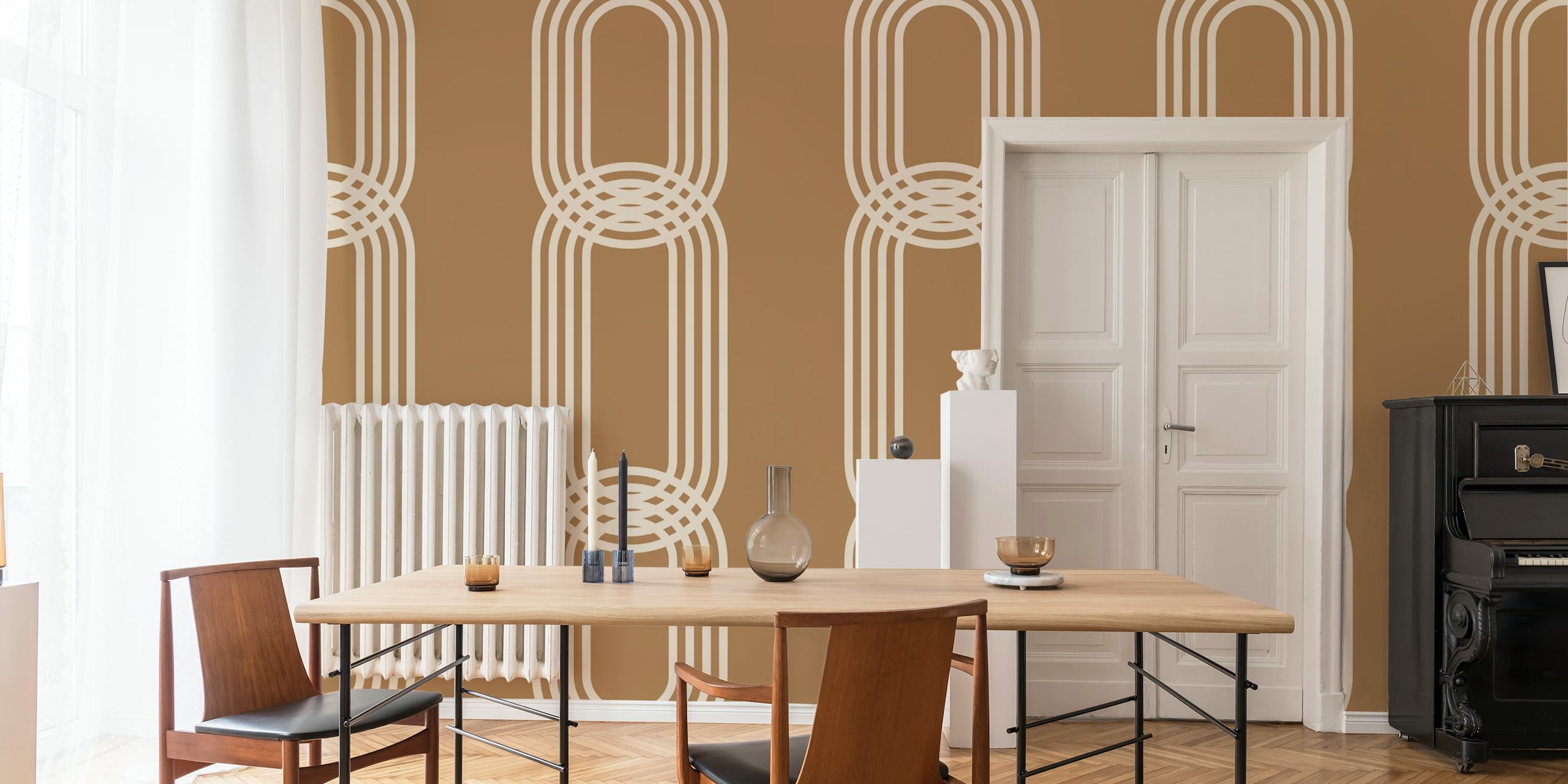 Ταπετσαρία Gold Arches Minimalist σε ένα δωμάτιο