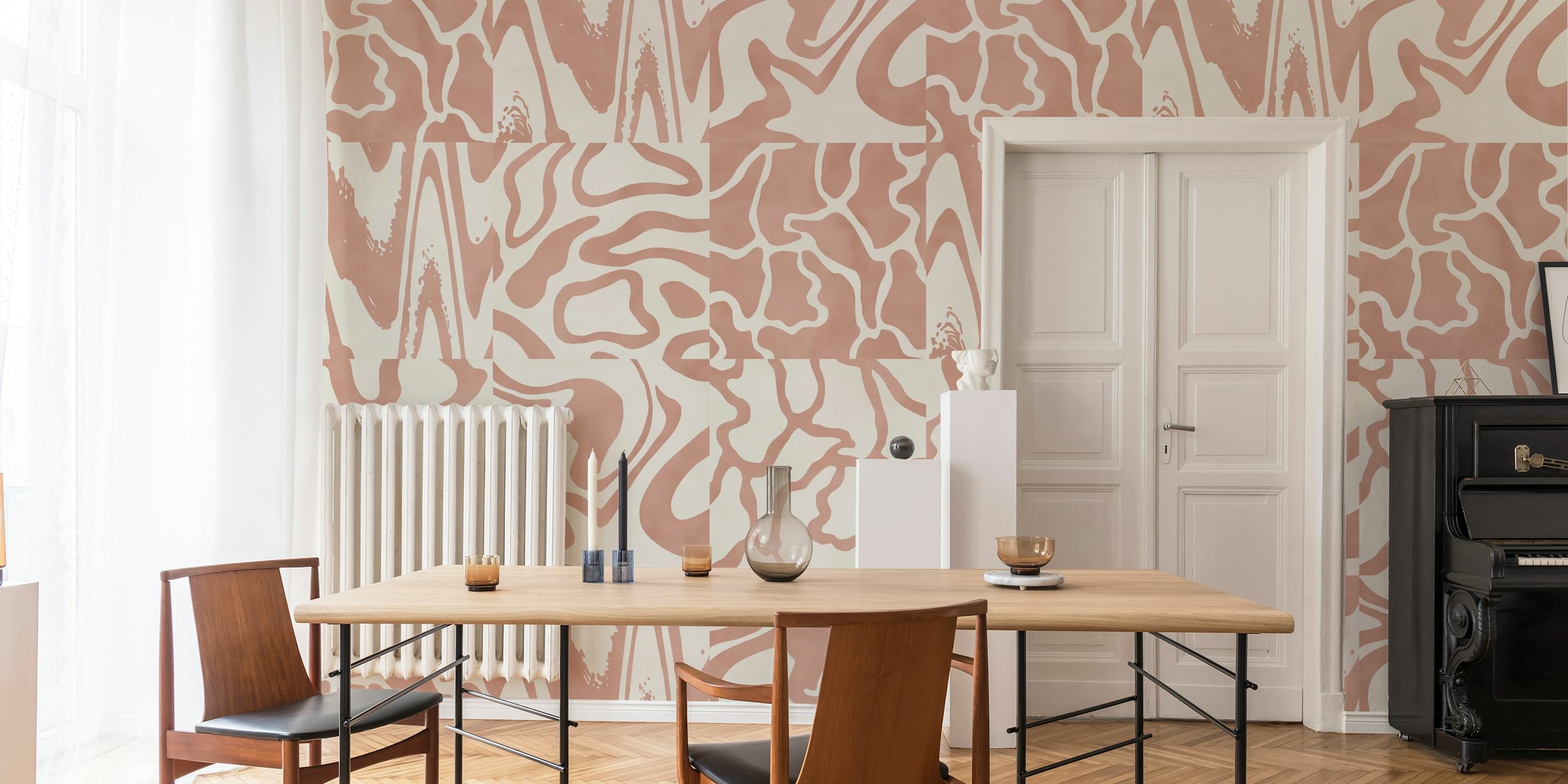 Modern pink and cream marble pattern wallpaper