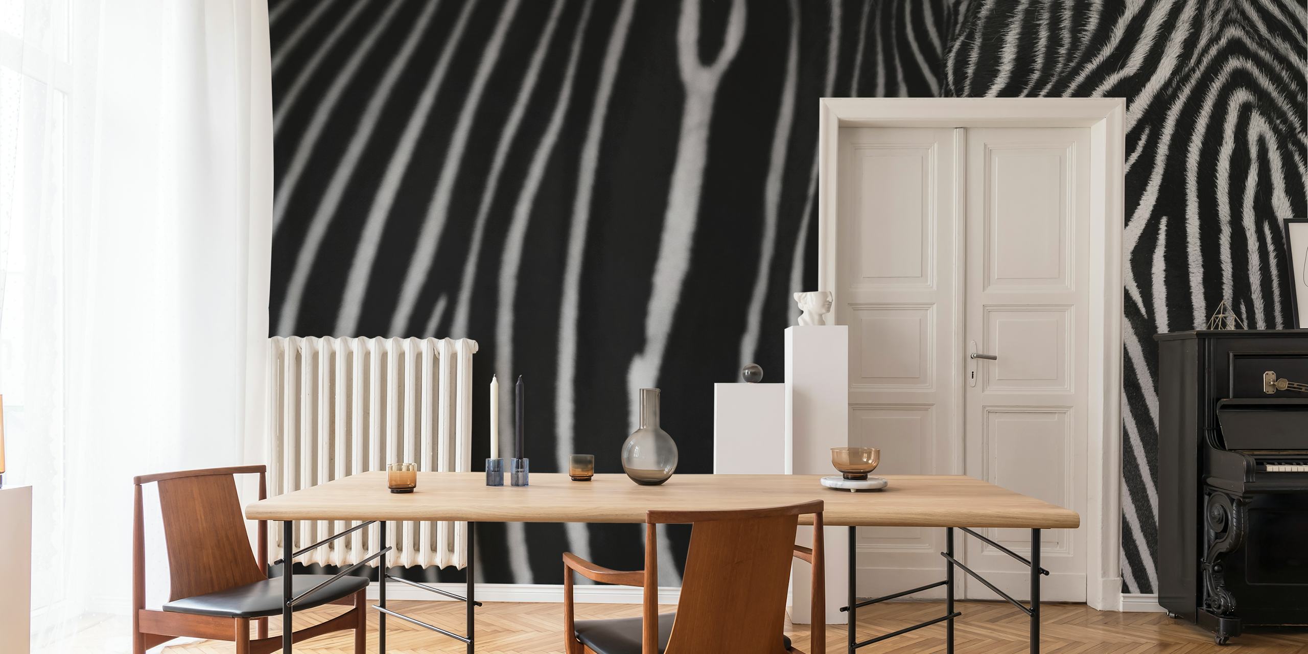 Black and white zebra stripes pattern wall mural