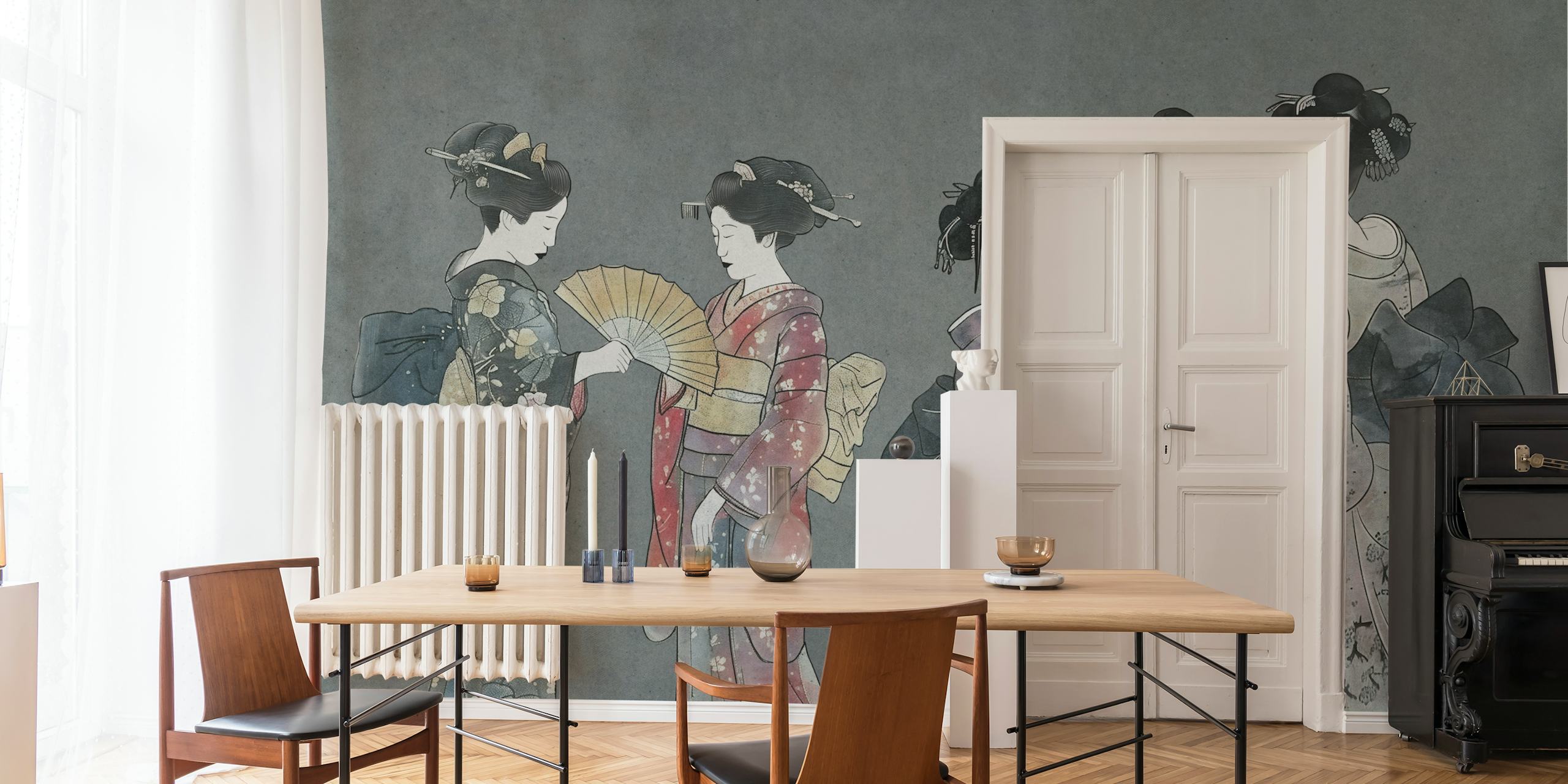 Geisha Elegant Kimono wallpaper in a room