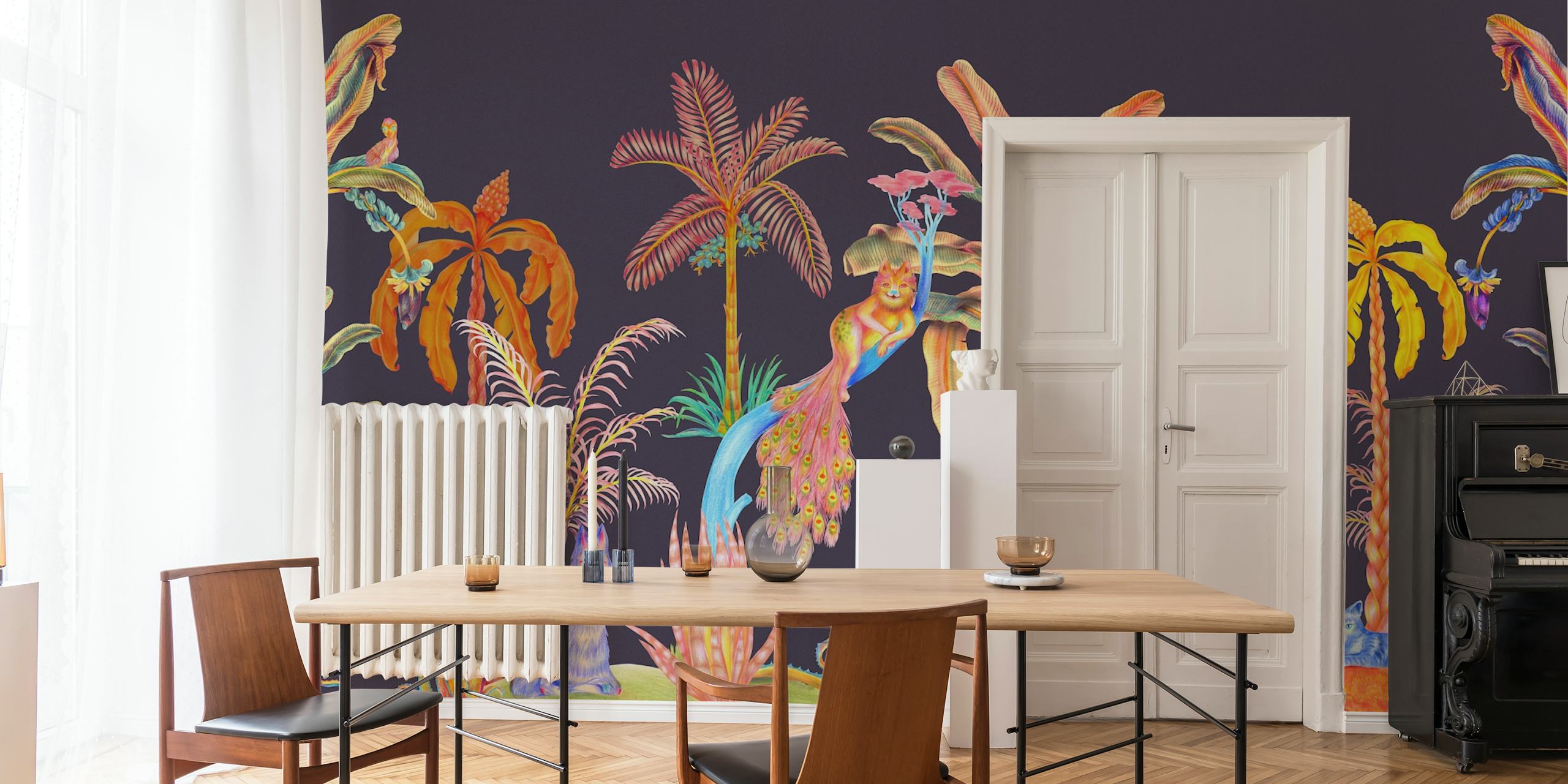 Tapeta Colorful Jungle Cats w pokoju