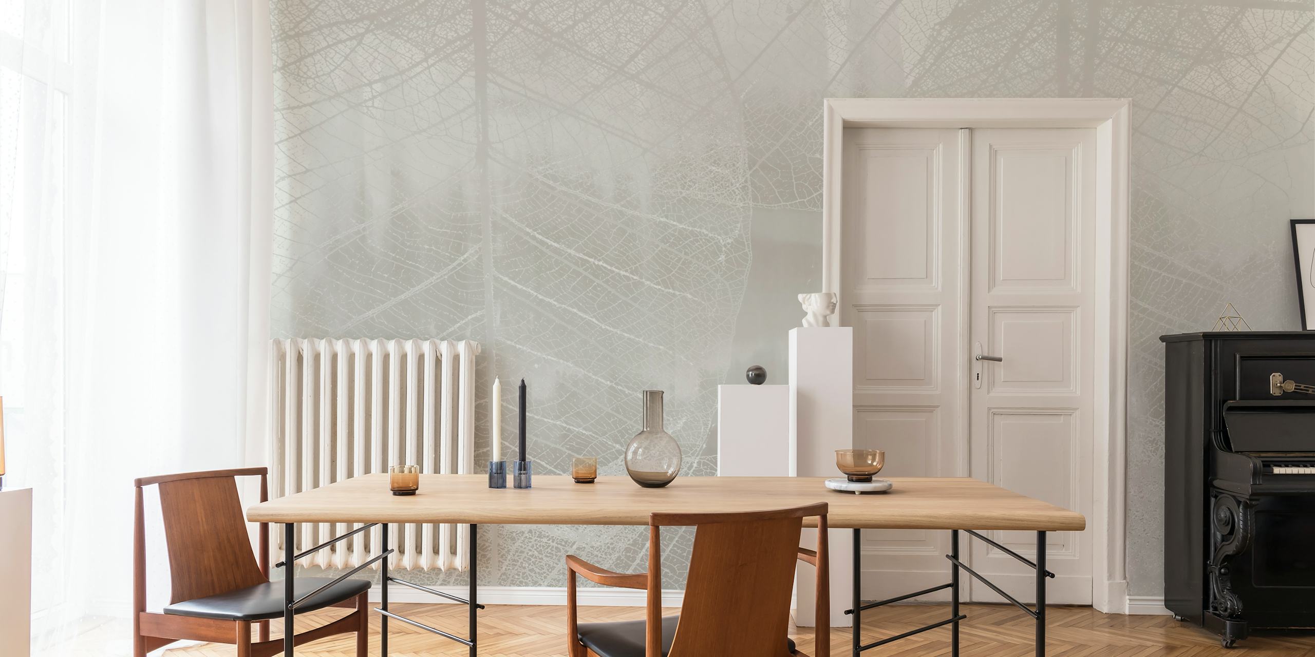 Ethereal Leaf Elegance papel de parede em um quarto