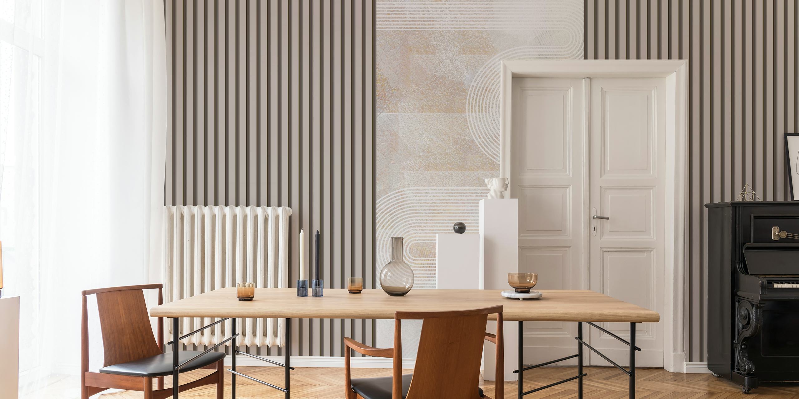 Serene Stripes Architecture papel tapiz en una habitación