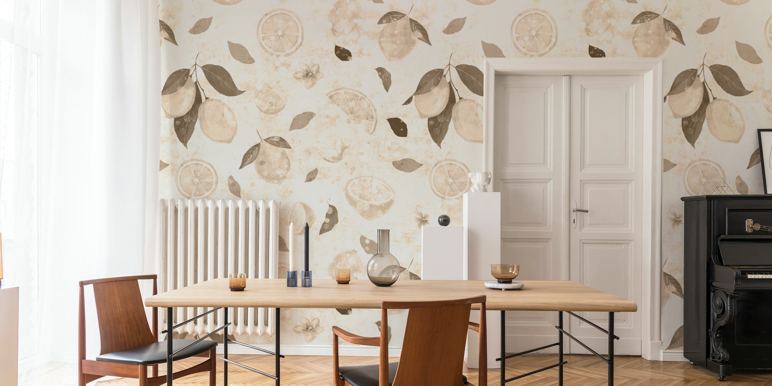 Lemon beige wallpaper dans un environnement de cuisine