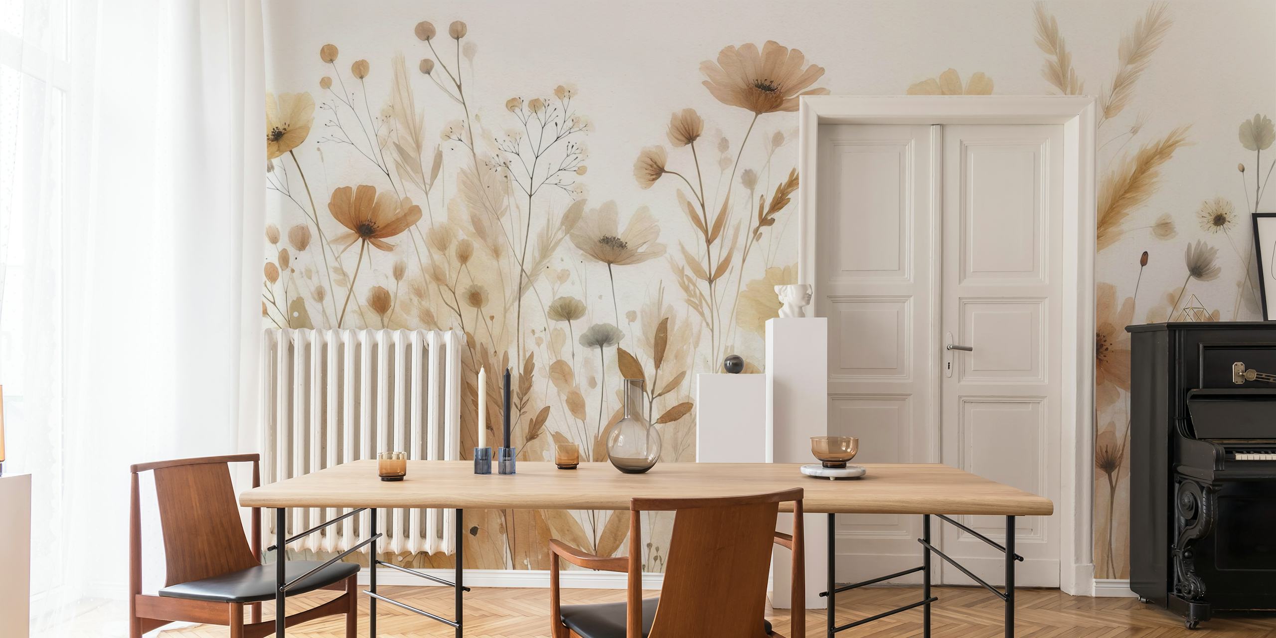 Φλοράλ σχέδιο ταπετσαρίας σε ένα δωμάτιο