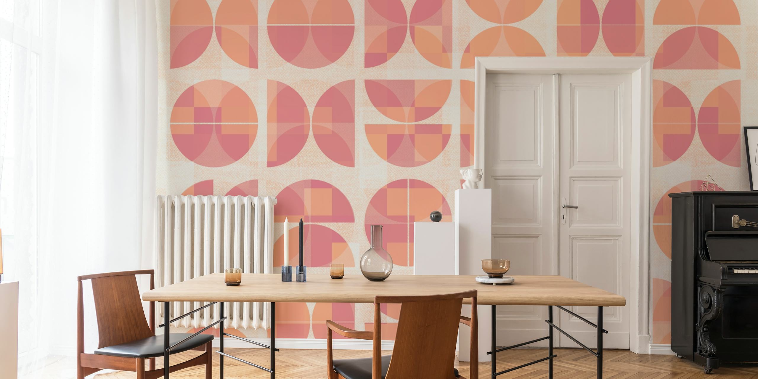 Geometric pattern in muted peach and mauve tones wallpaper