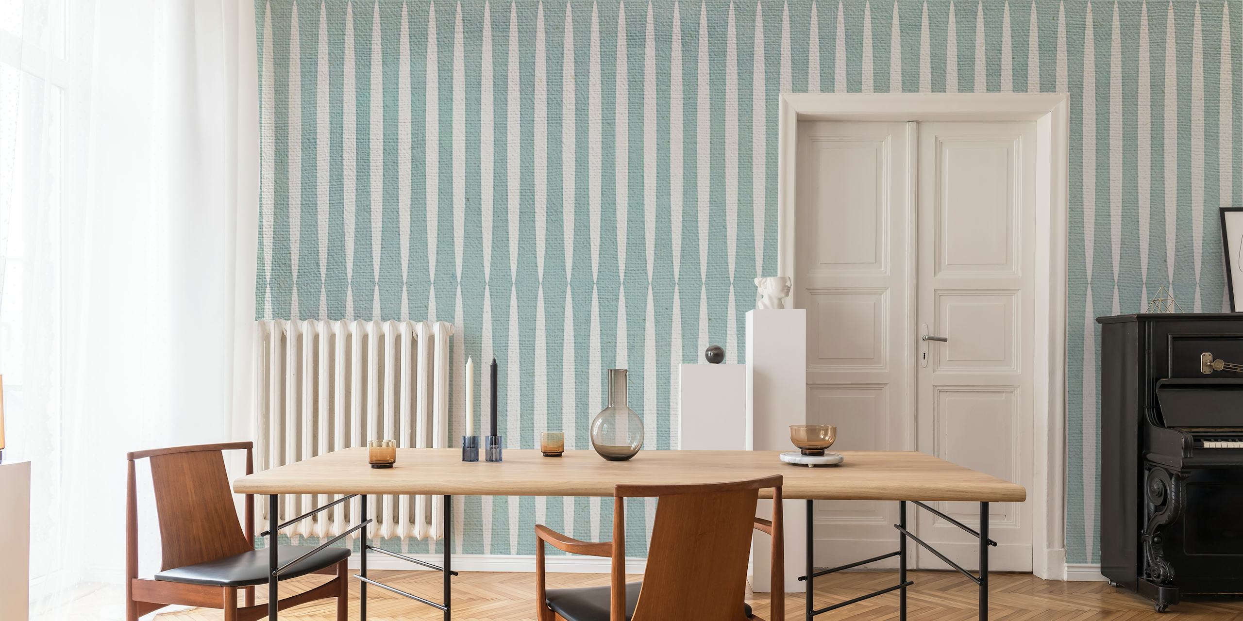 Modern Striped Japandi wallpaper shown in a room