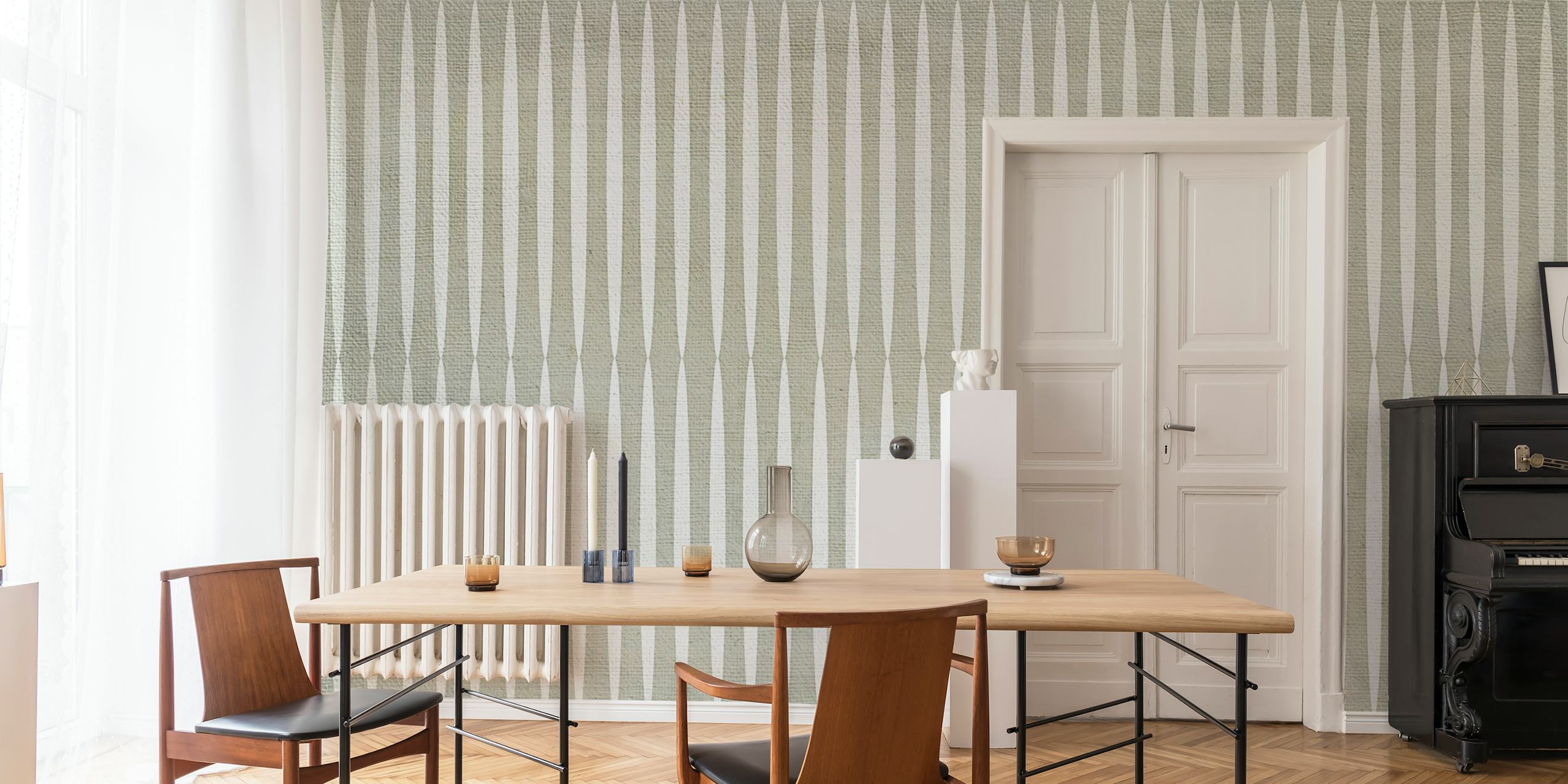 Elegant grey and white striped wallpaper with a textured look