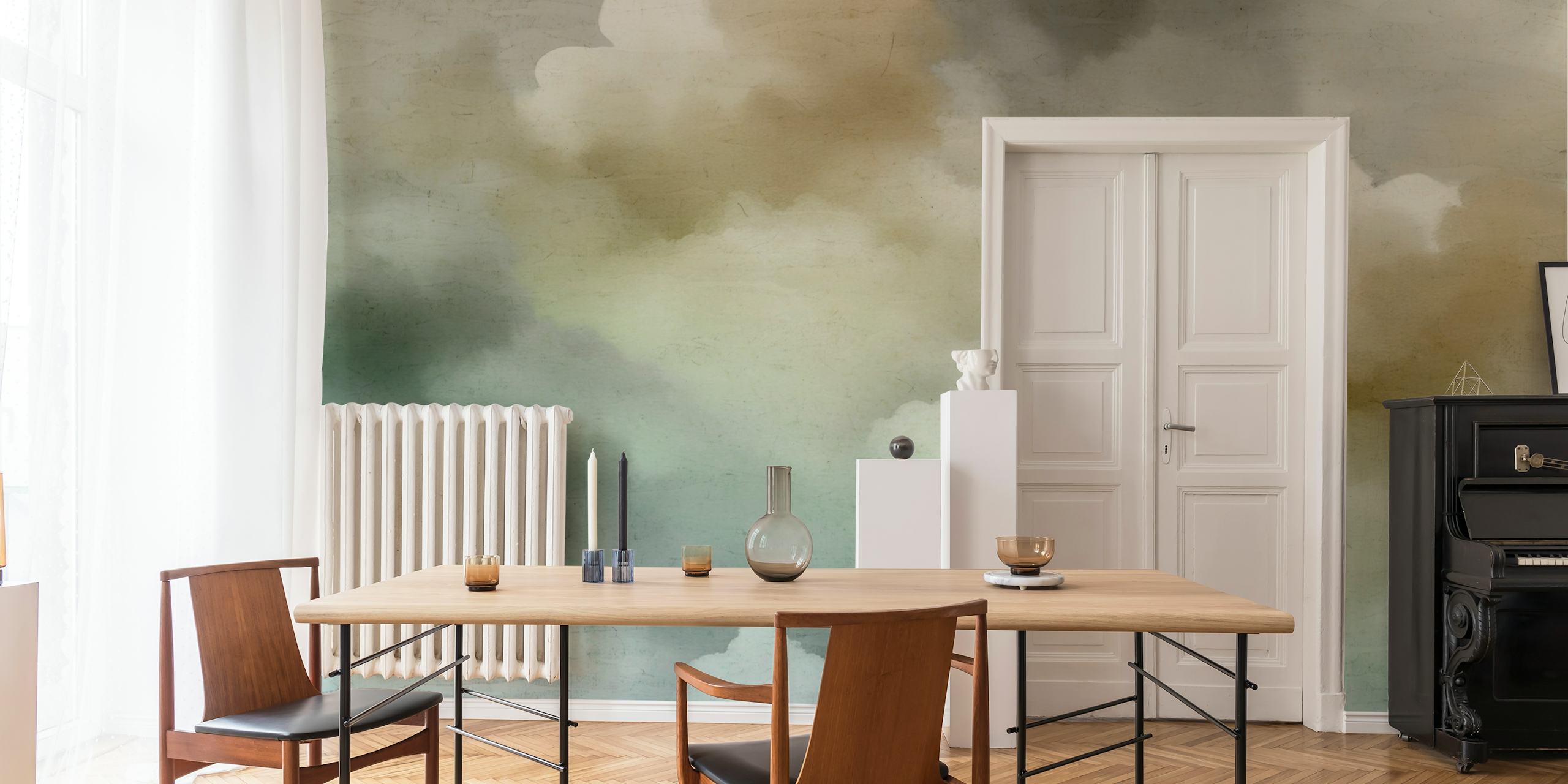 Serene Cloudscape wallpaper in a room