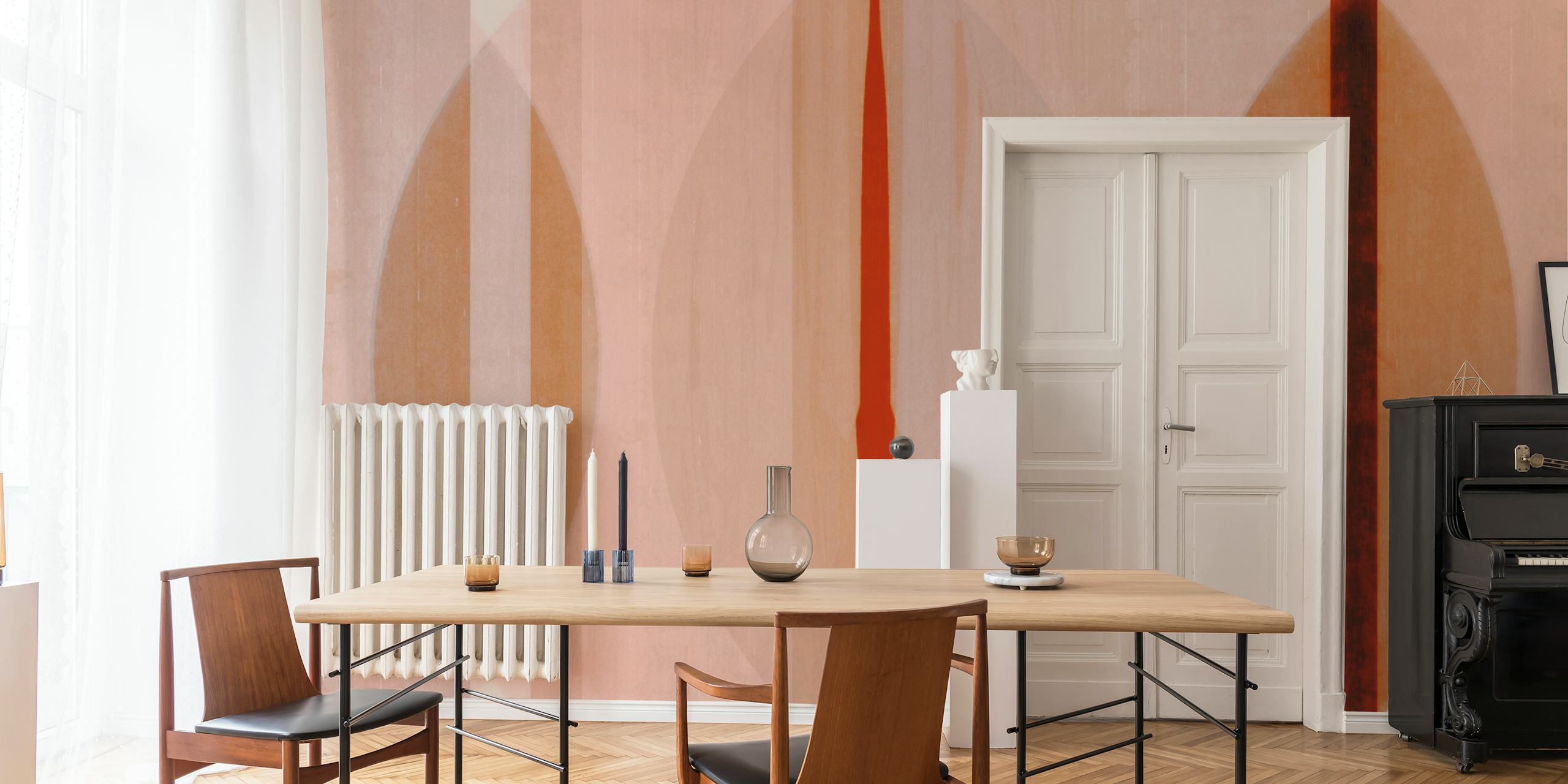Warm Geometric Elegance Tapete in einem Raum