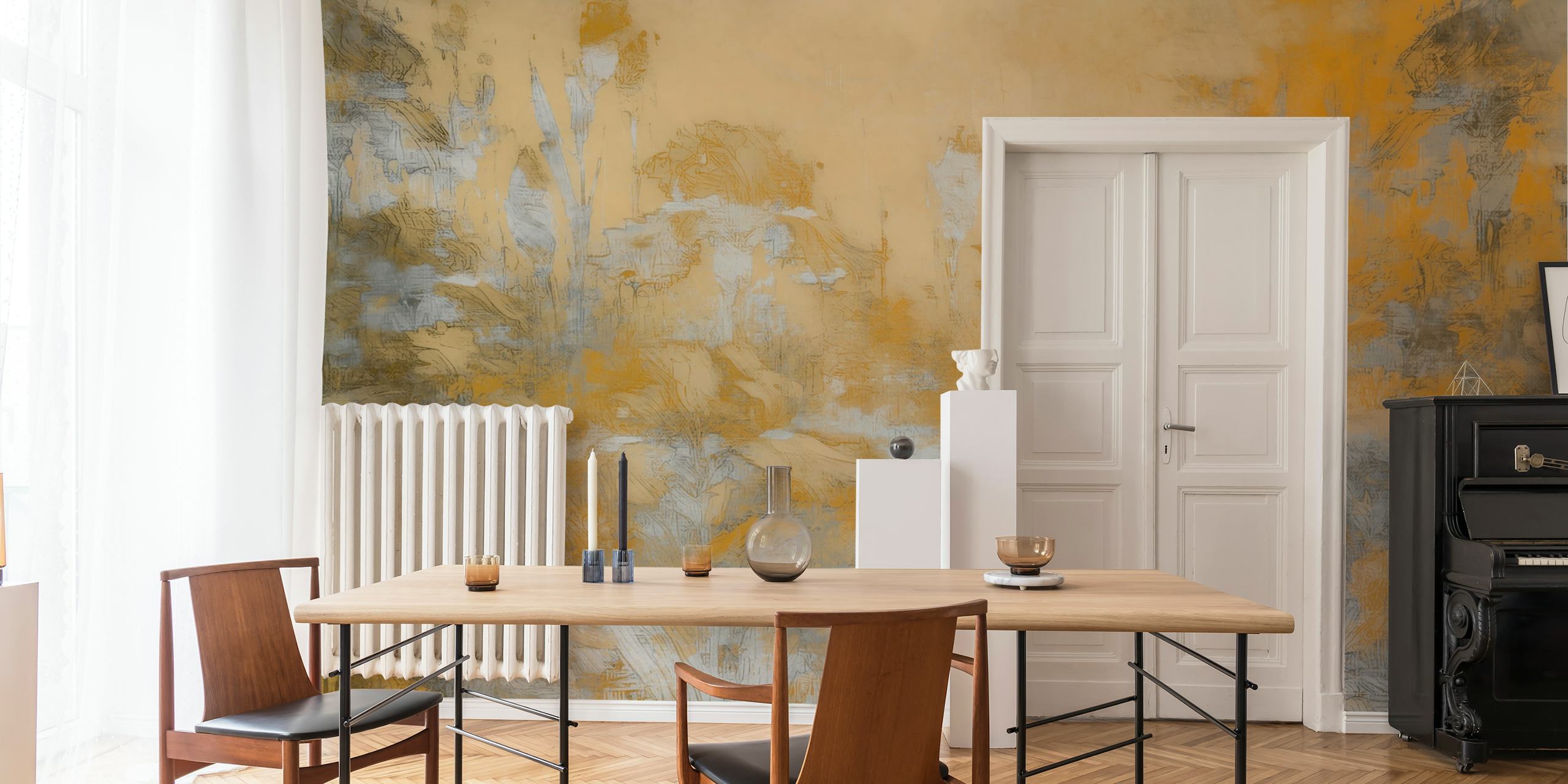 Golden Wildflower Dreamscape wallpaper in a room