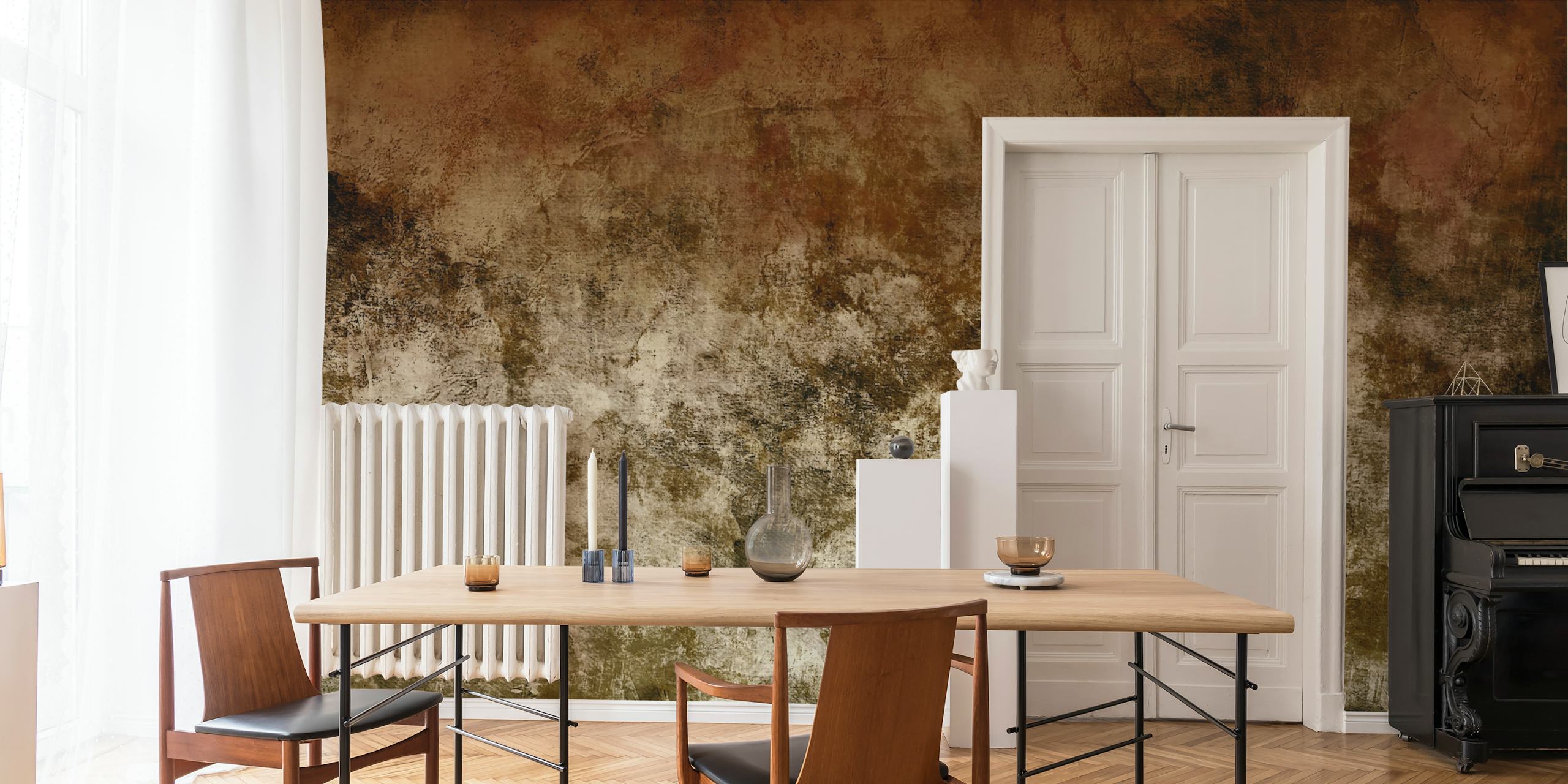 Rustic texture with warm brown and metallic shades wallpaper