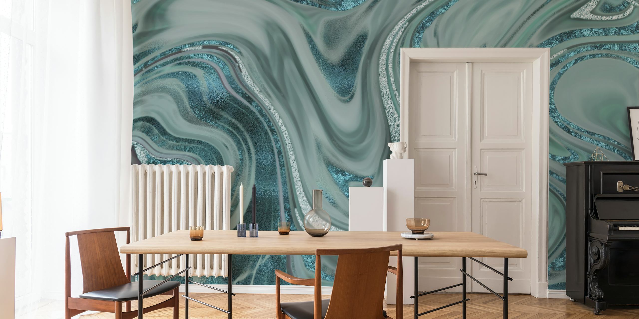 Magic Marble Turquoise tapet i et rum
