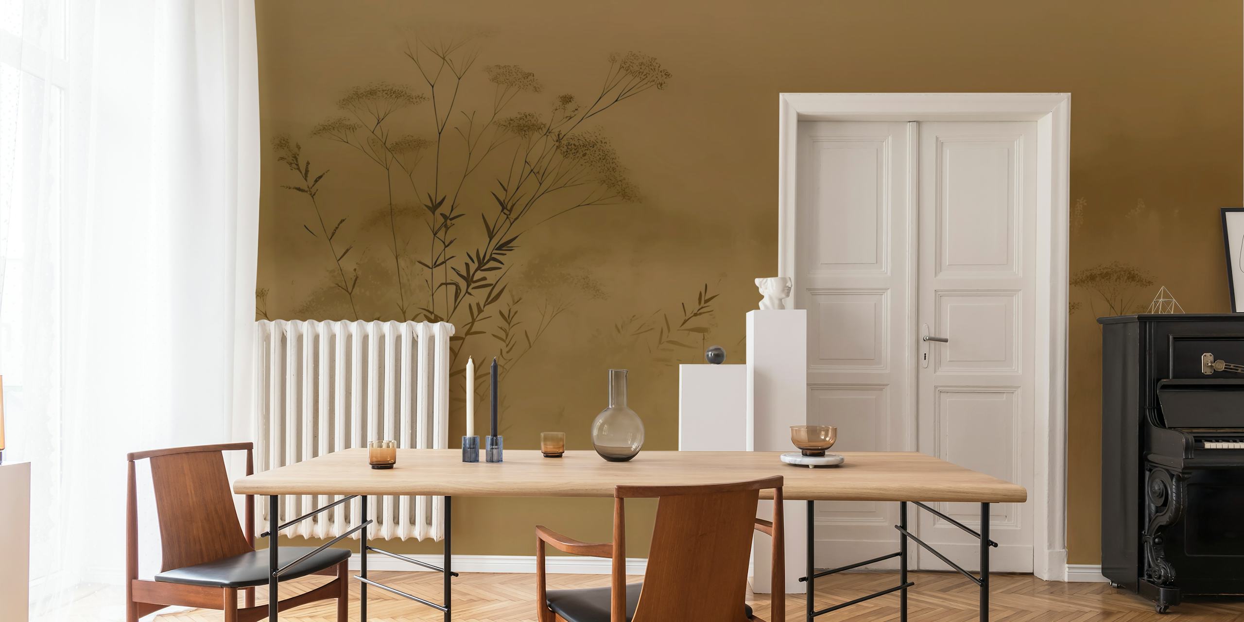 Moody Meadow Silence wallpaper displayed in a room