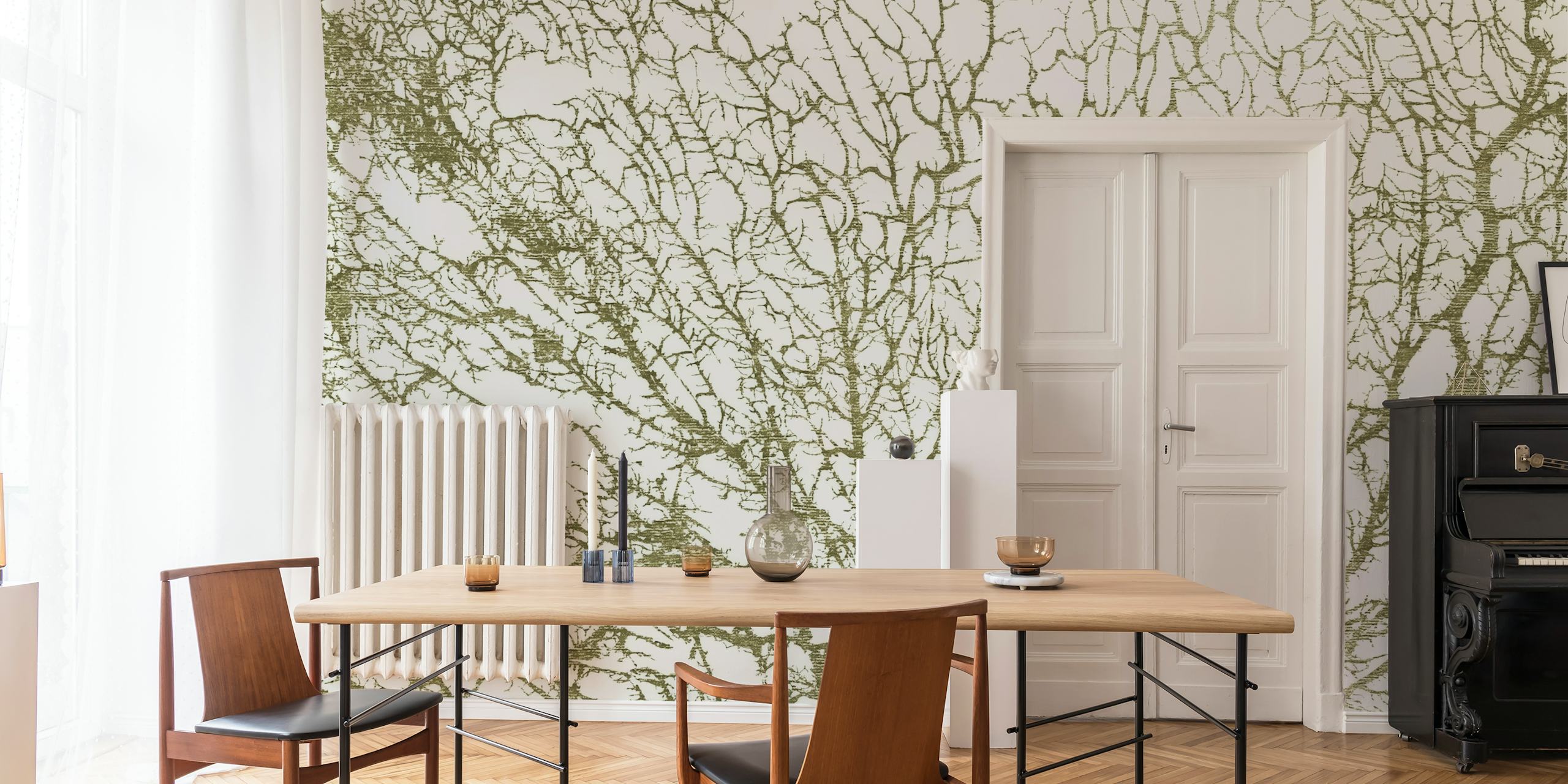 Green Abstract Forest Moss wallpaper in a room