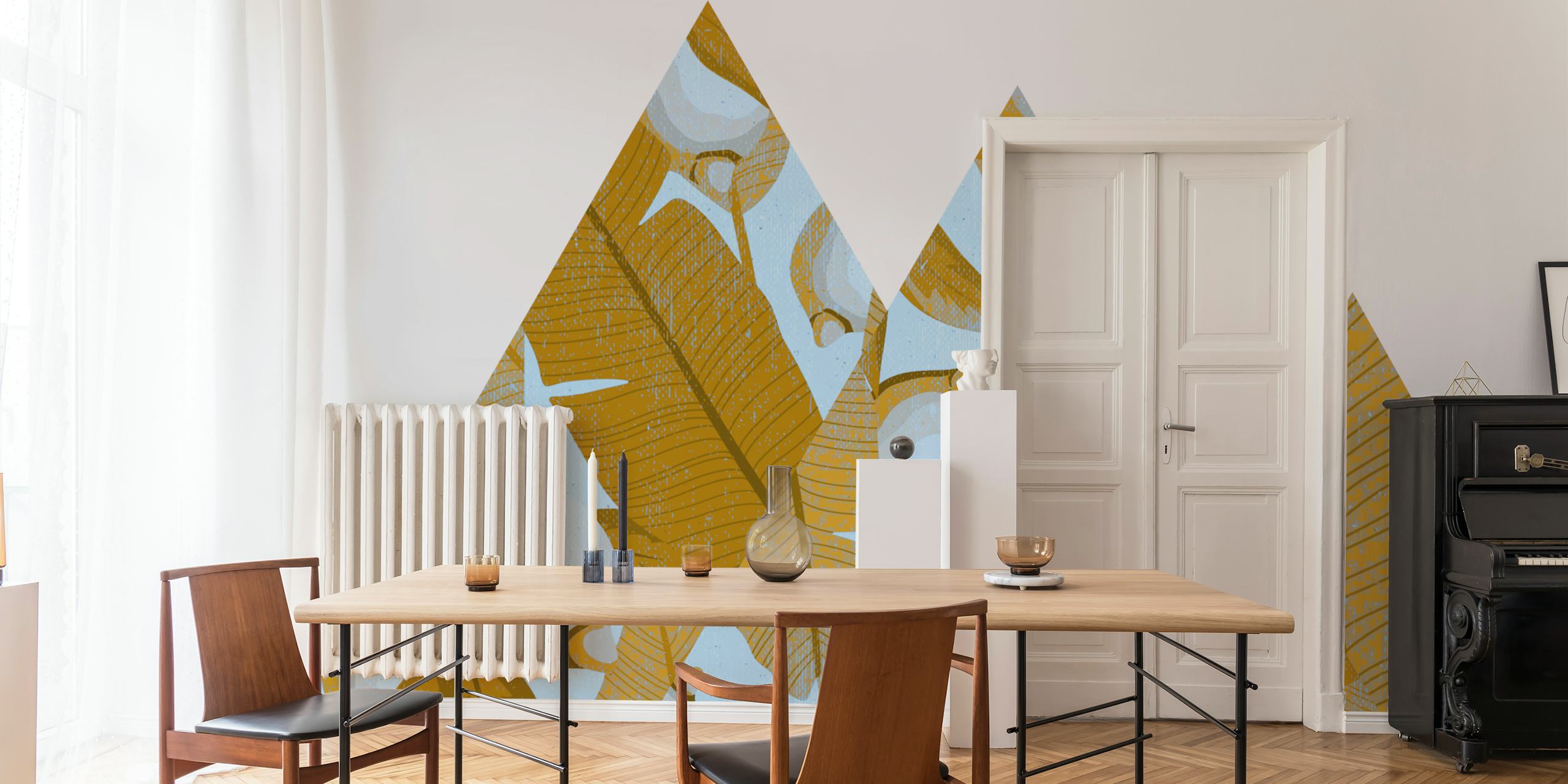 Papel de parede Tropical geométrico em um quarto
