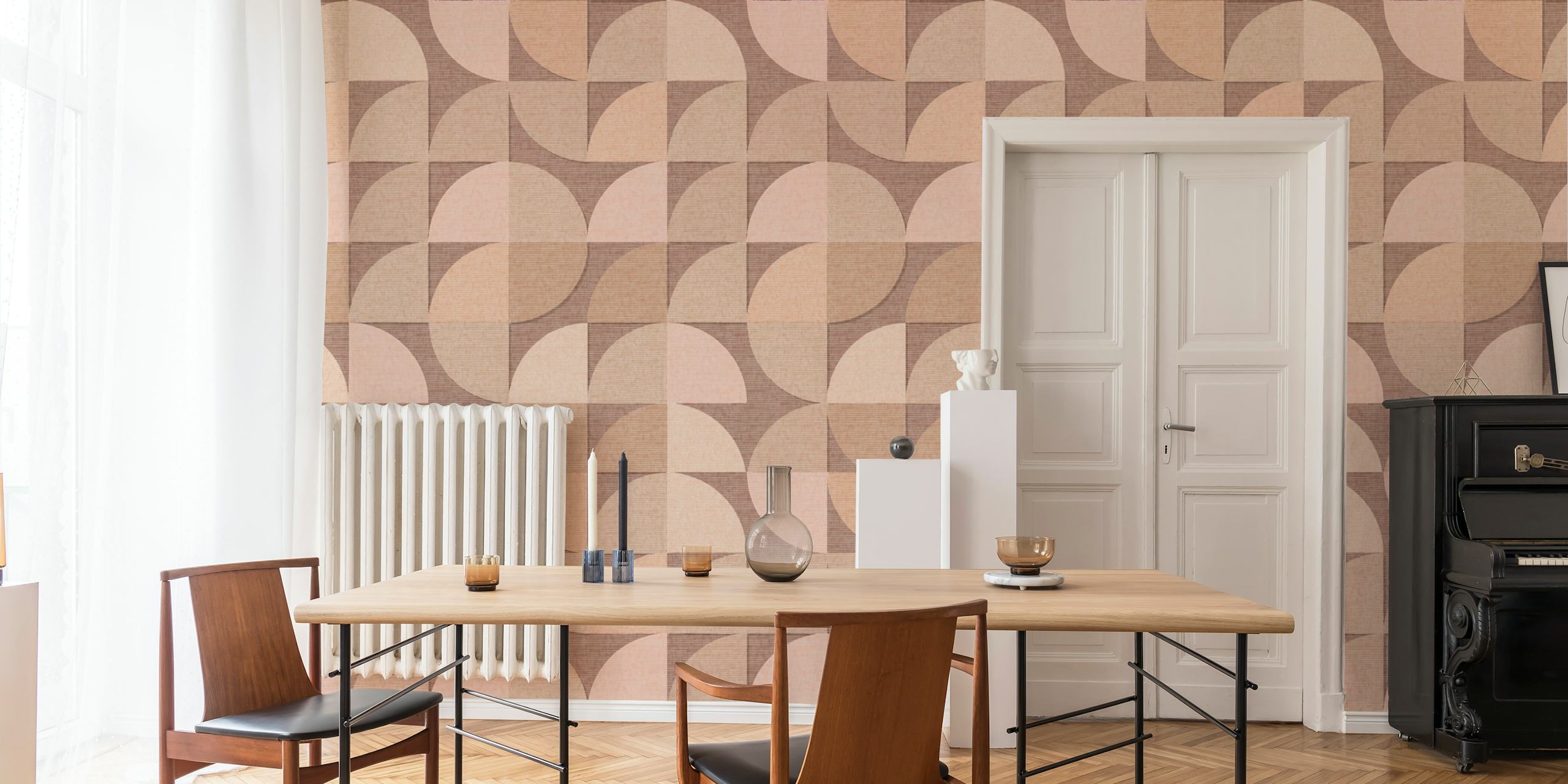 Mid century retro geometry wallpaper in a room