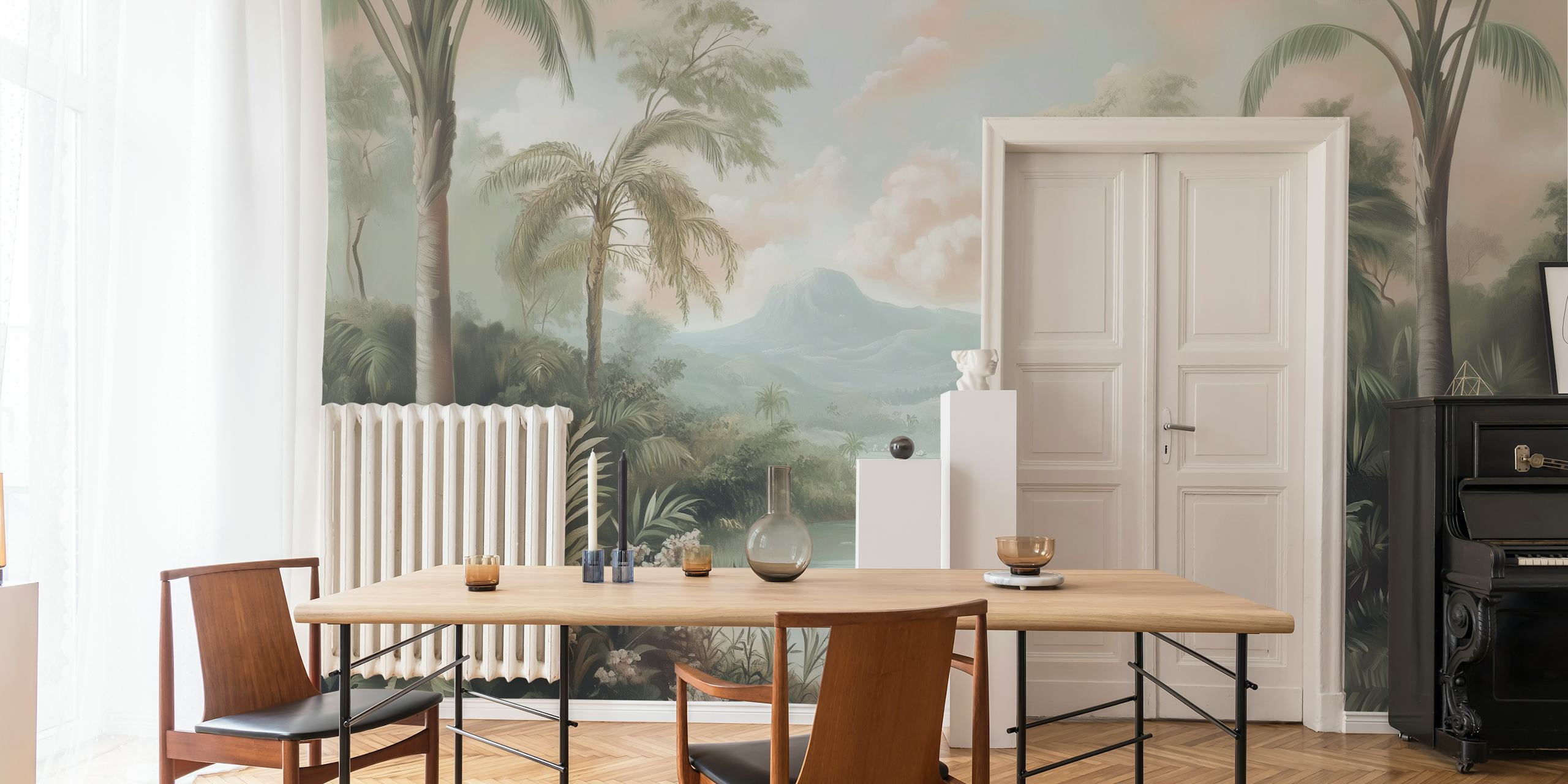 Tropical Flamingo Paradise papier peint dans une pièce