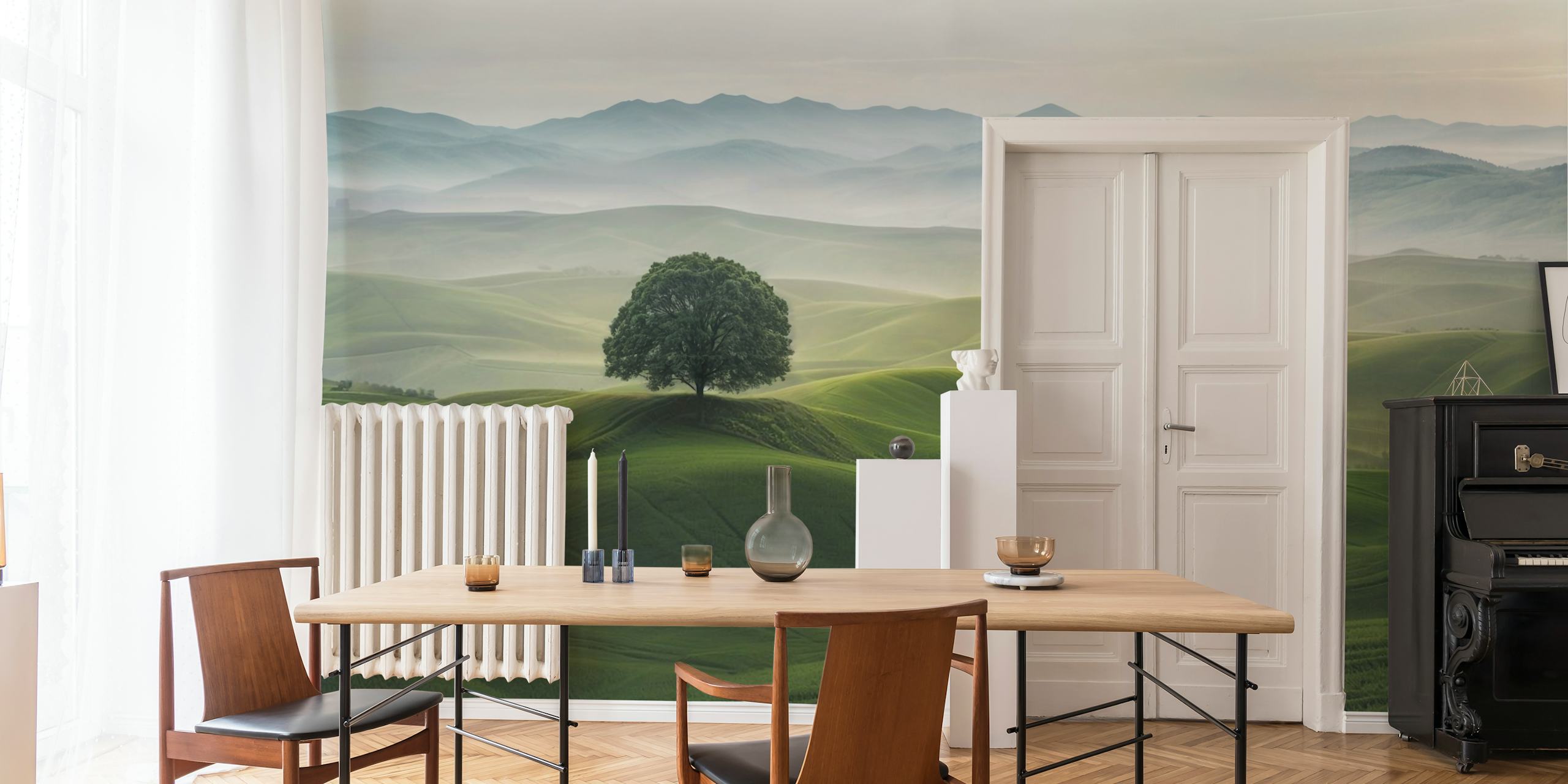 Misty Morning Hills tapeta u sobi