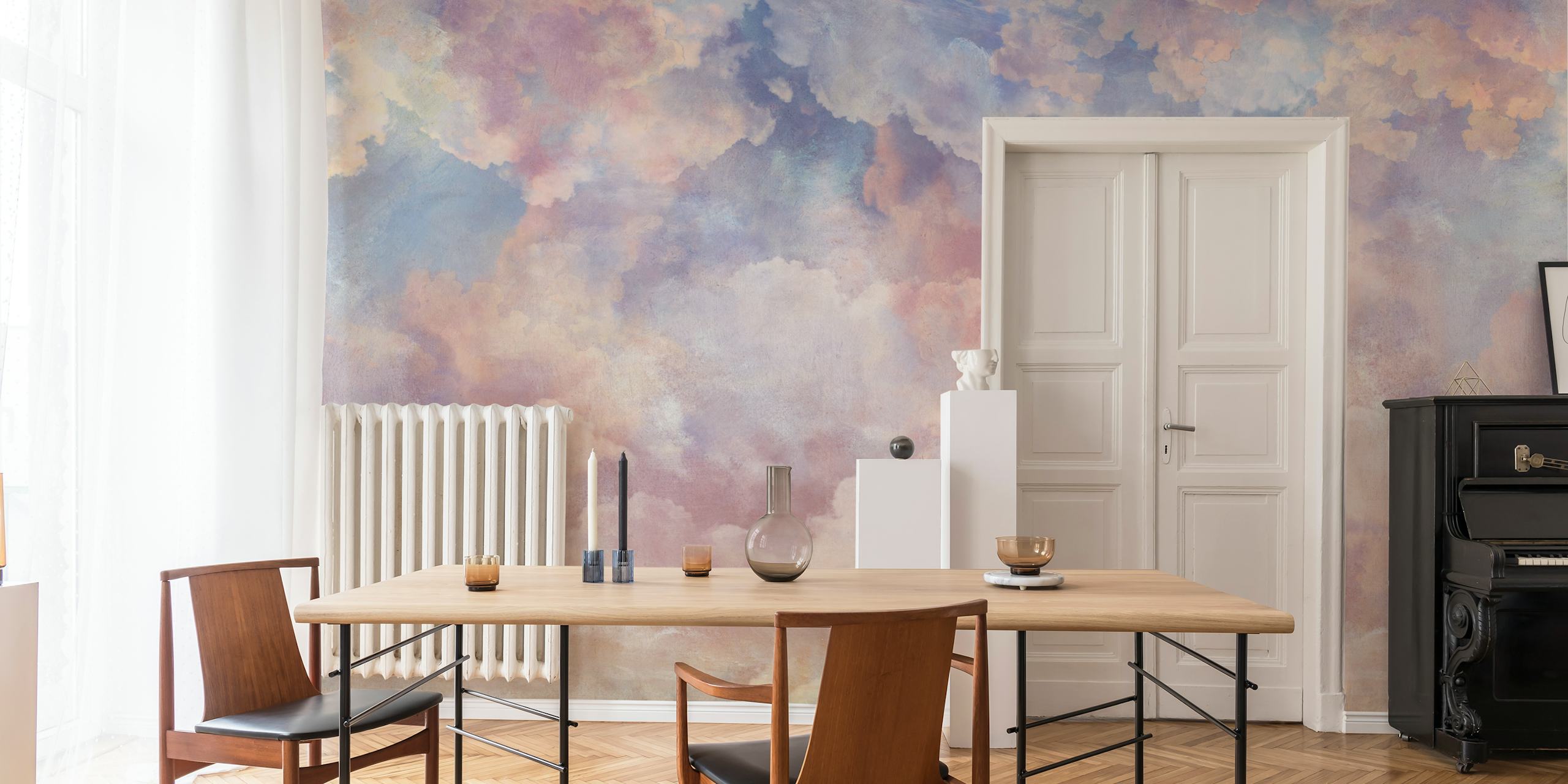 Amor Clouds Lilac Wine Rococo tapetti huoneessa