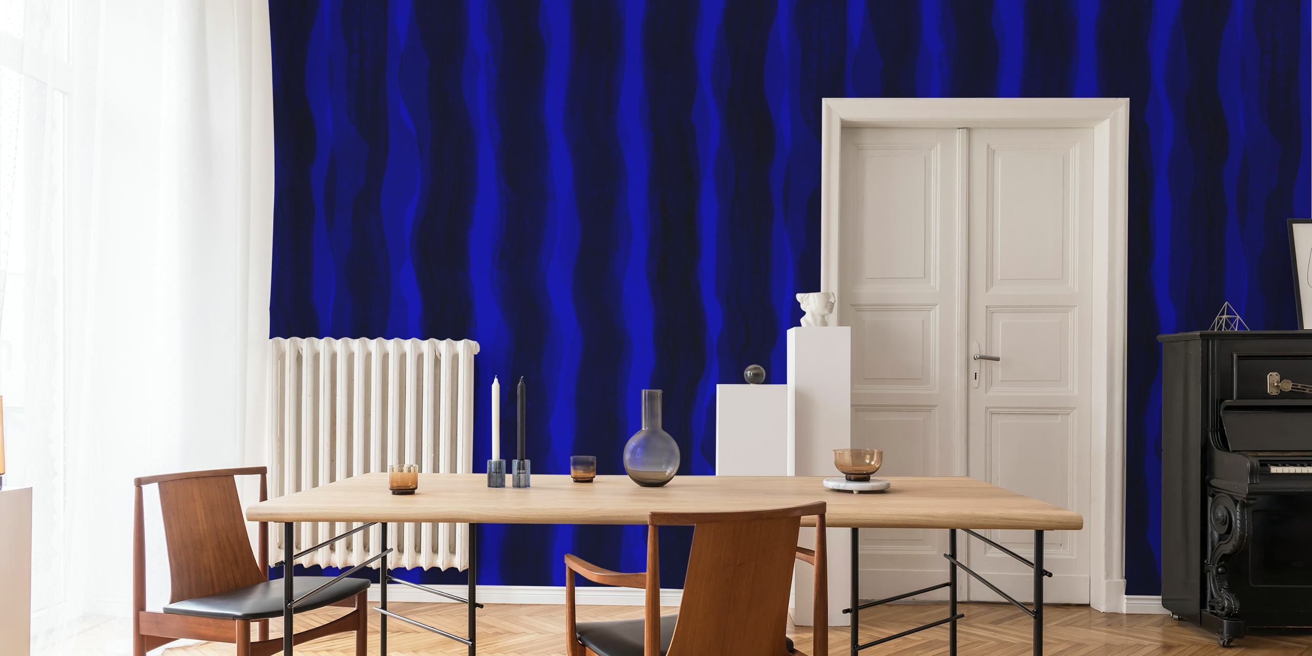 Ταπετσαρία Royal Blue Brush Stripes σε ένα δωμάτιο