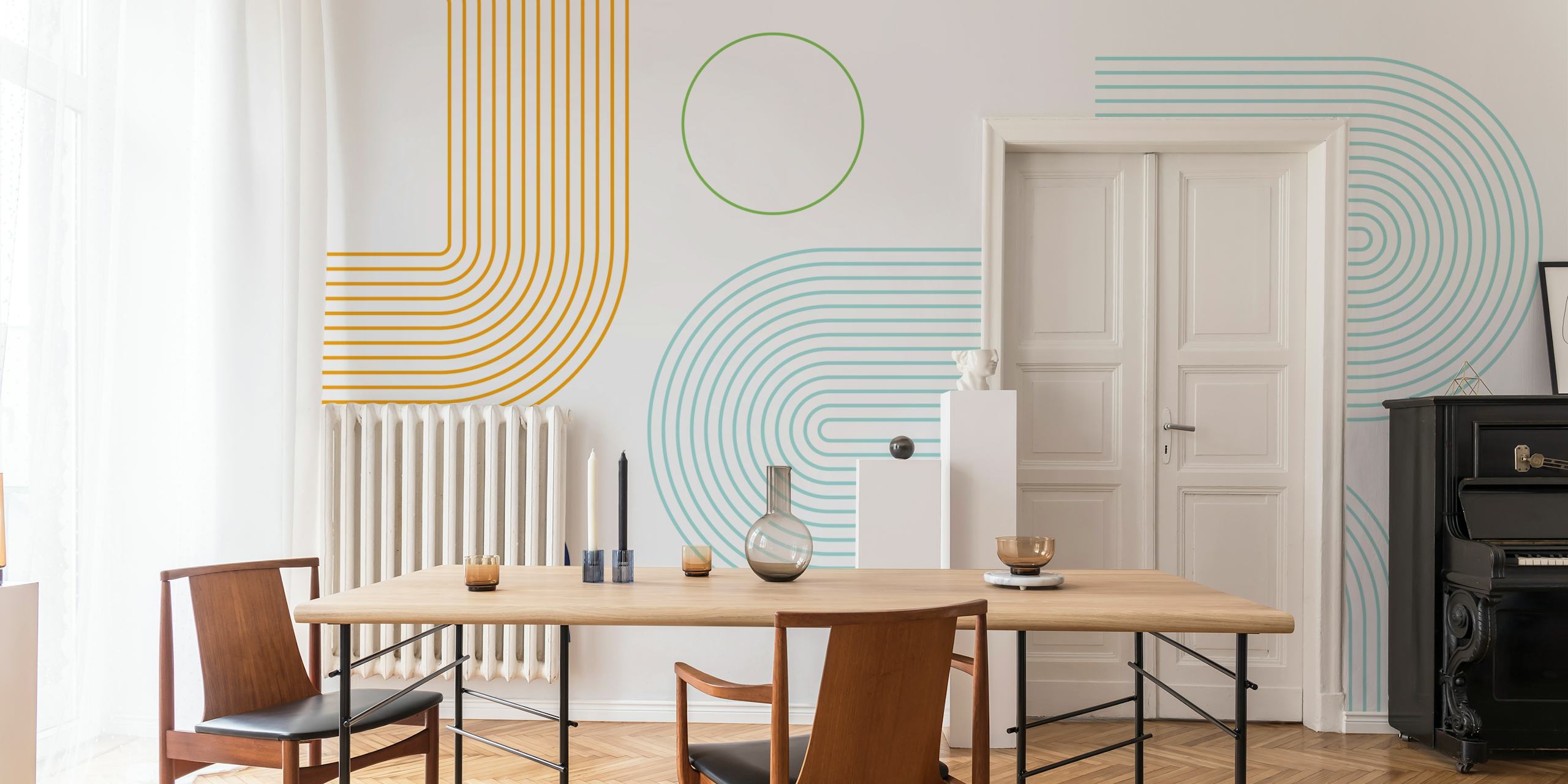 Minimalistisk Geometric Flow tapet i et rom