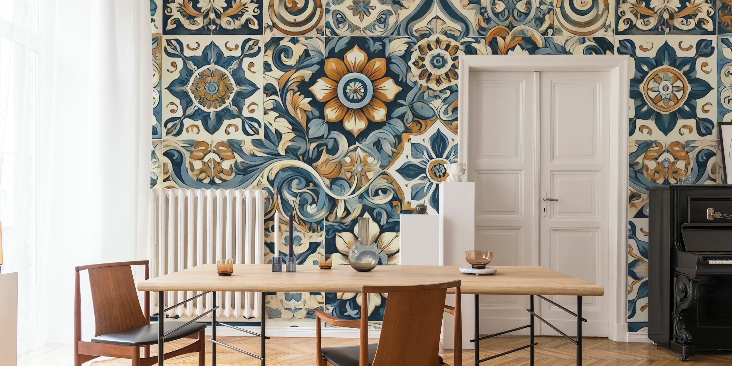 Mediterranean Bloom Tile tapetti huoneessa