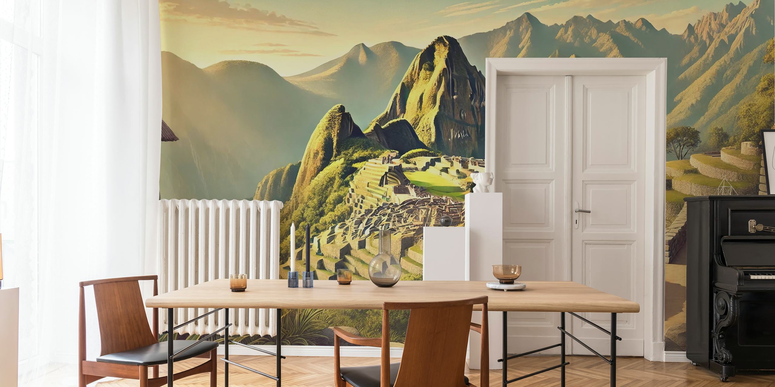 Machu Picchu landscape wallpaper featuring mountains and ruins