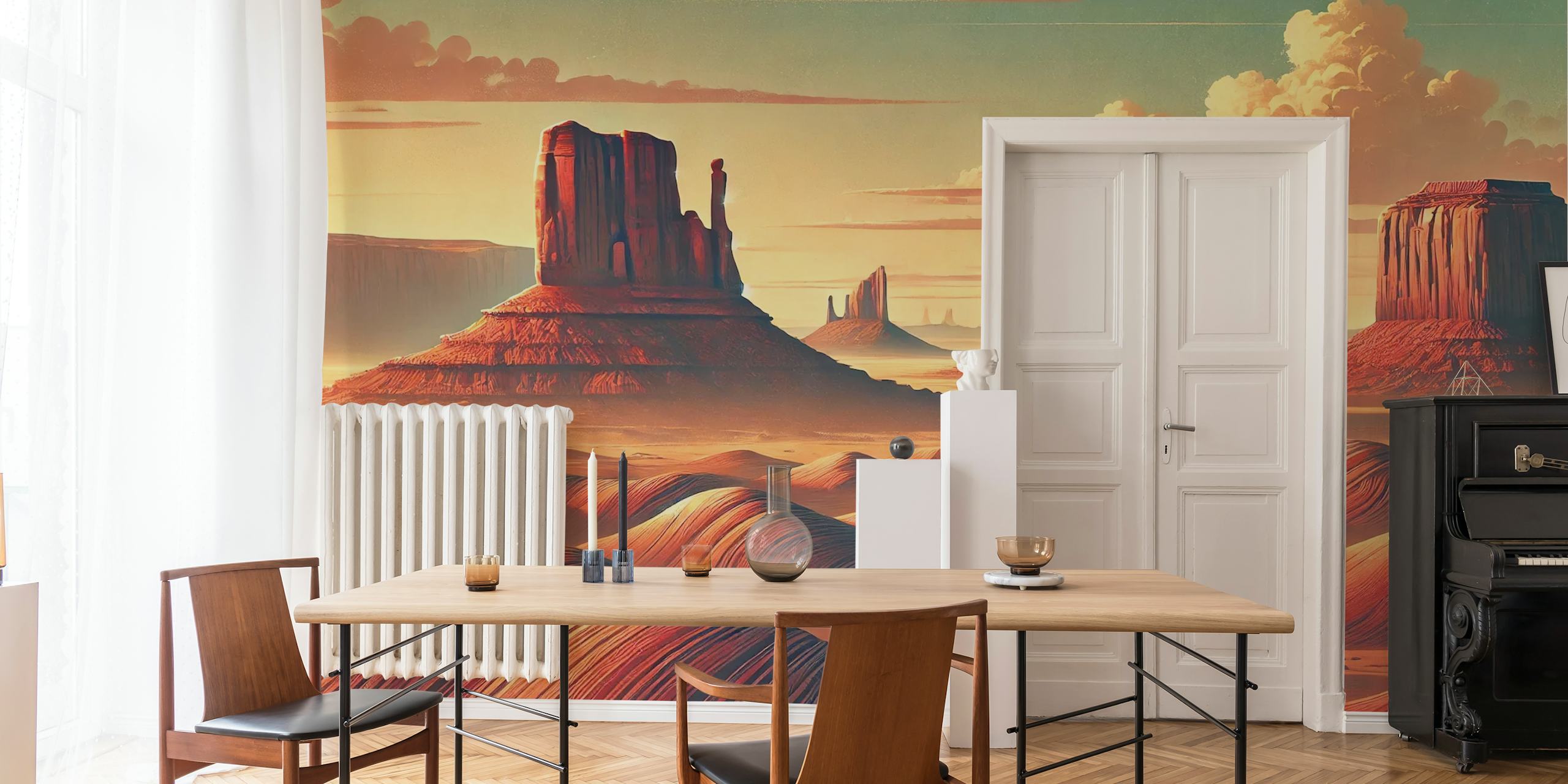 Vintage USA Monument Valley ταπετσαρία σε ένα δωμάτιο