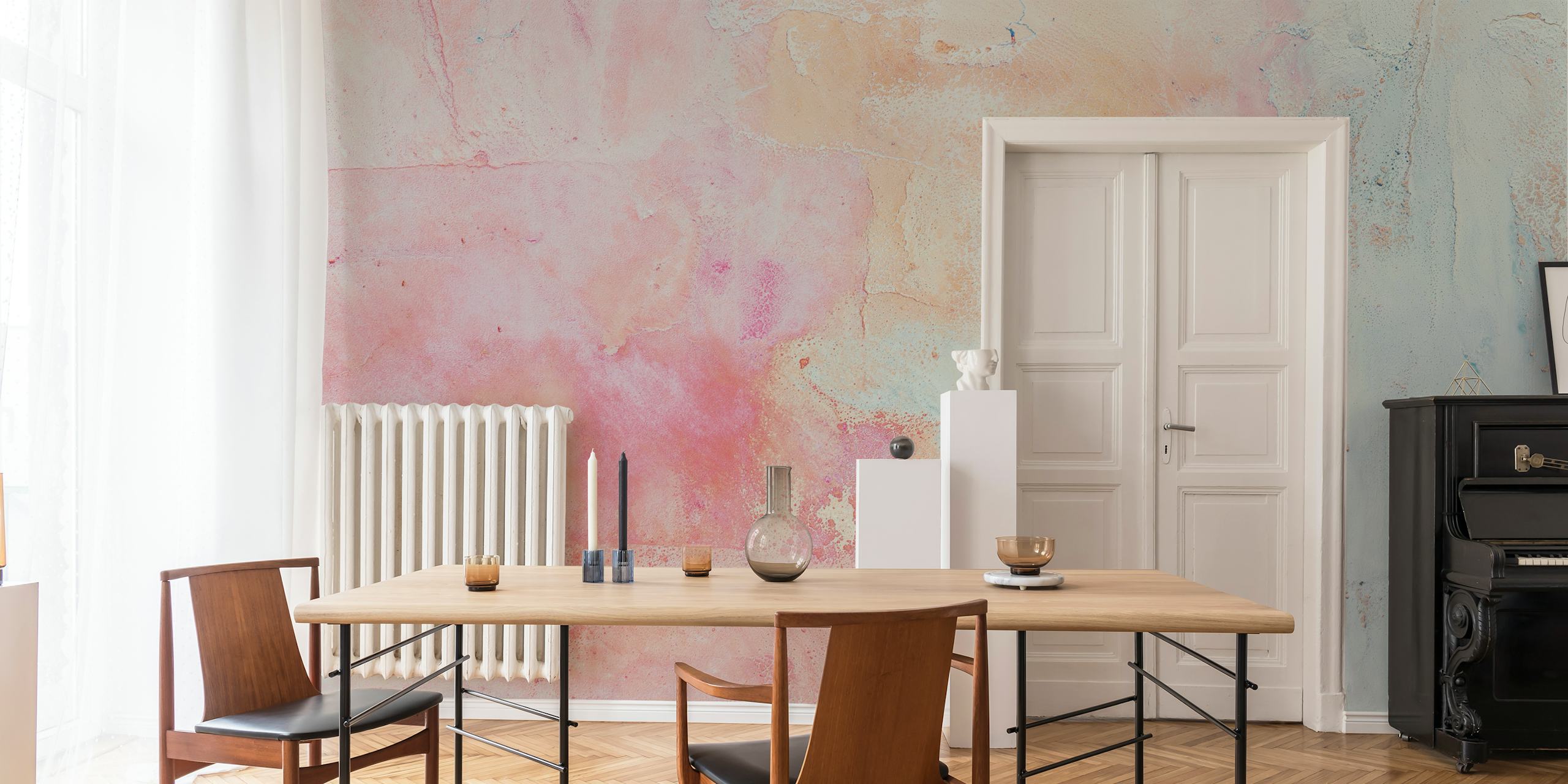 Pastel abstract design with pink and blue hues wallpaper