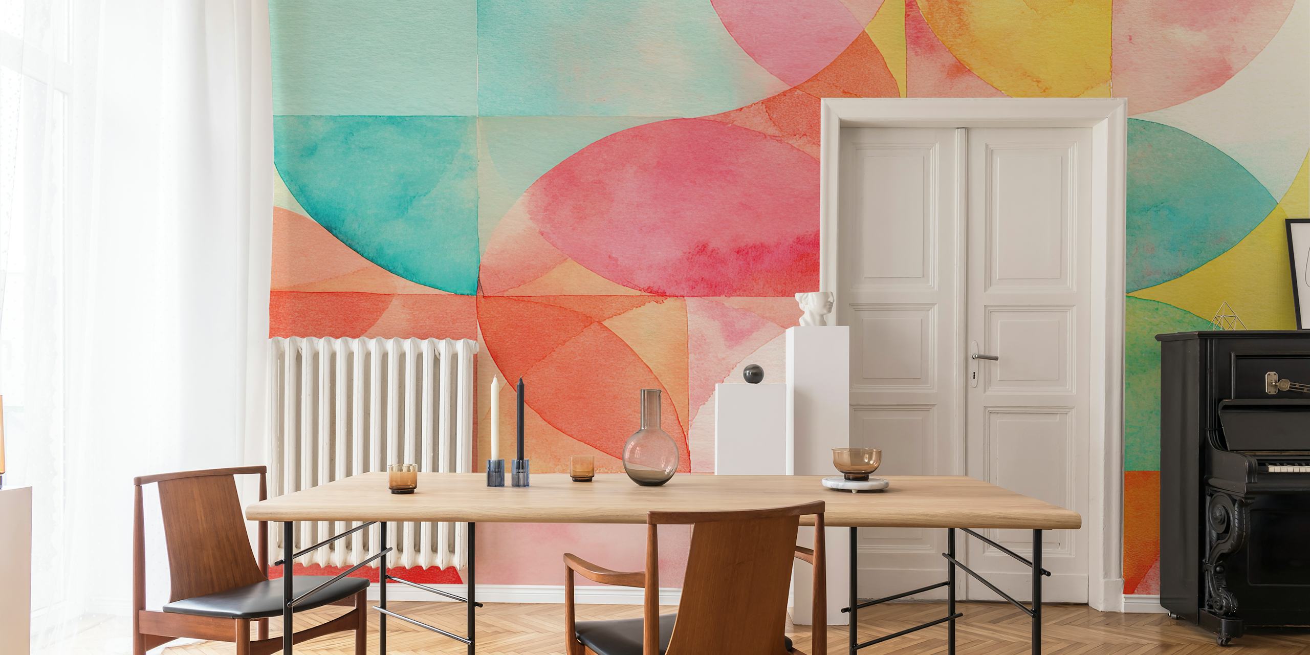 Colorful watercolor geometric pattern wallpaper