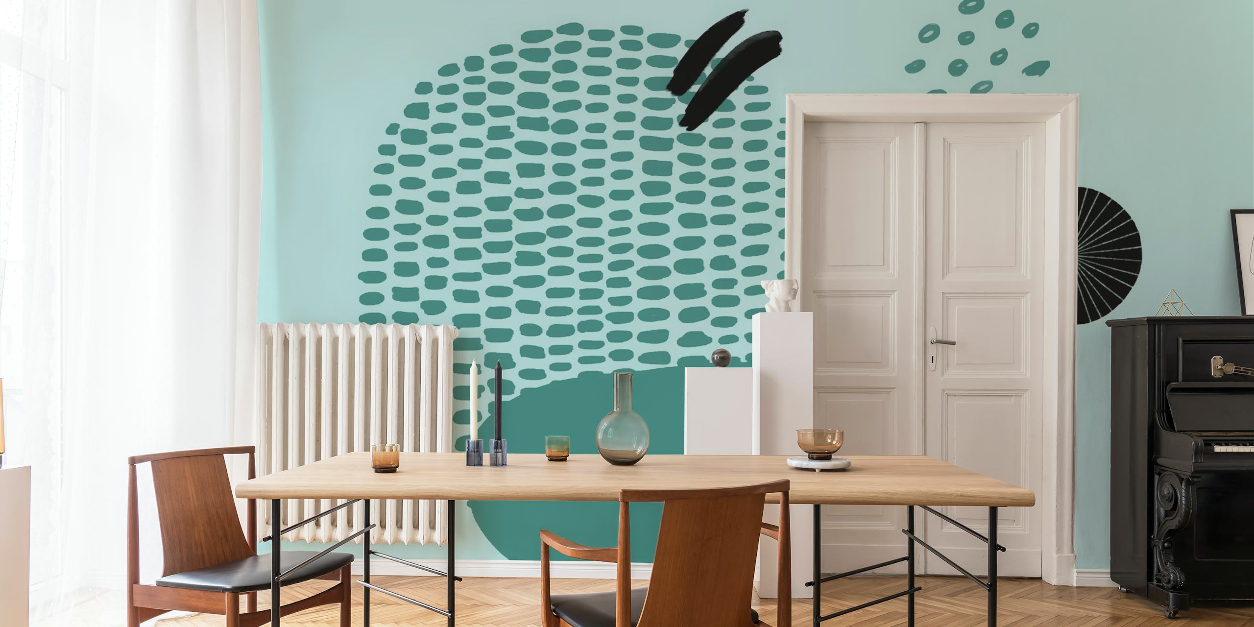 Teal composition tapet vist i et rum