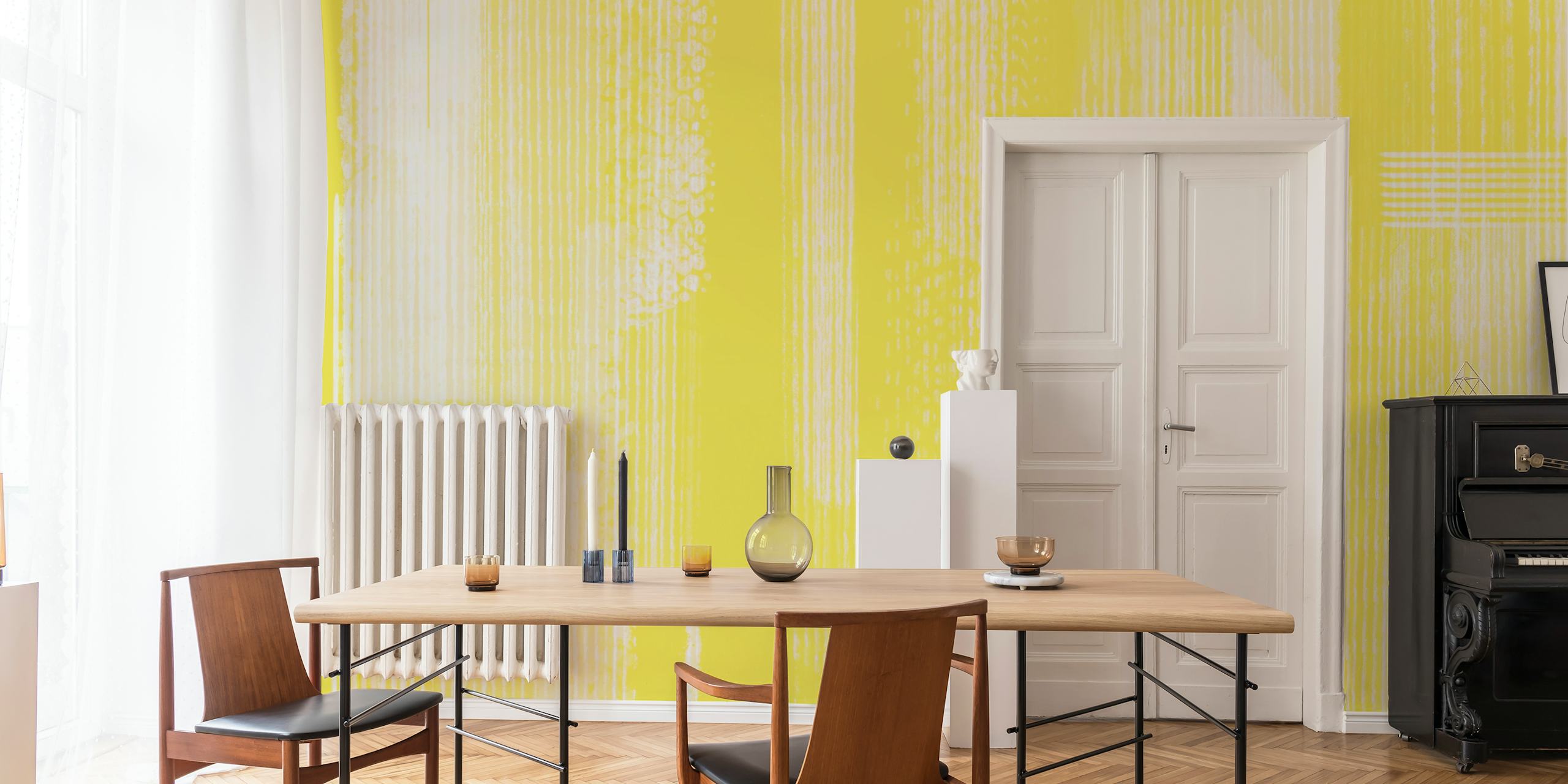 Sunny Yellow Abstract tapet i et rum