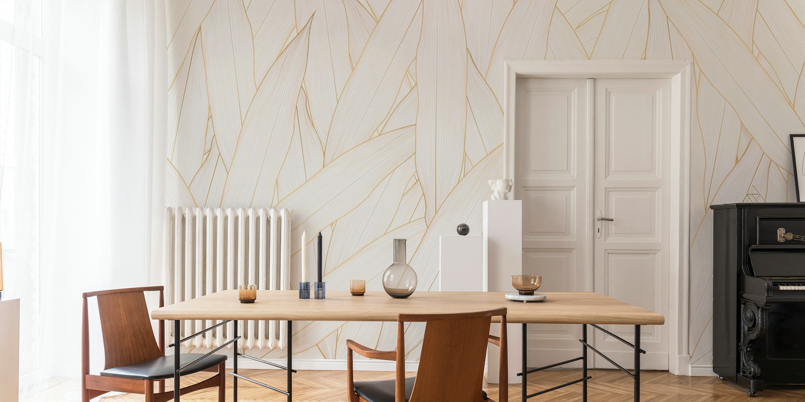 Luxury bamboo leaves wallpaper in a room