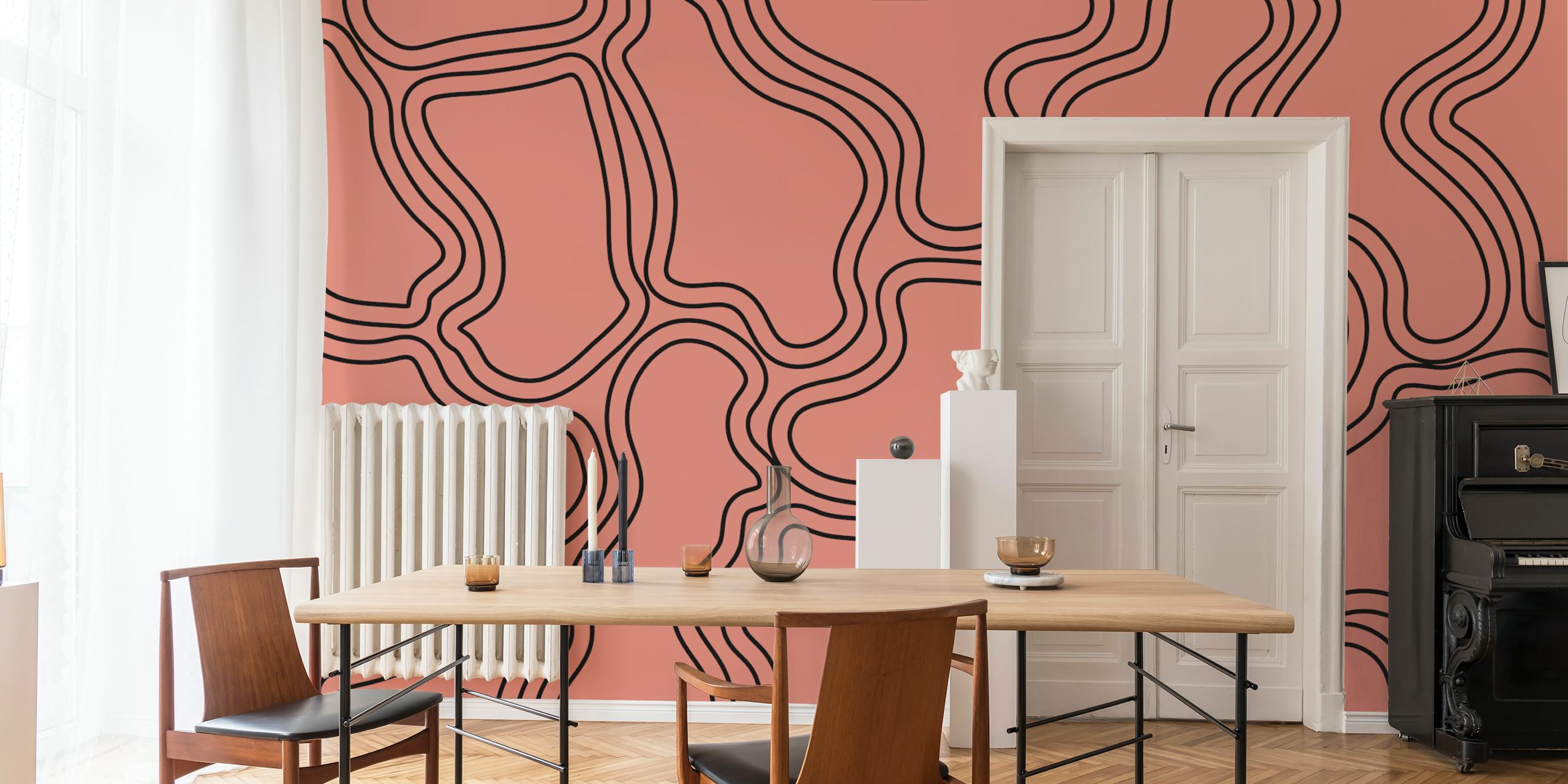 Ταπετσαρία Mid Century Rust σε ένα δωμάτιο