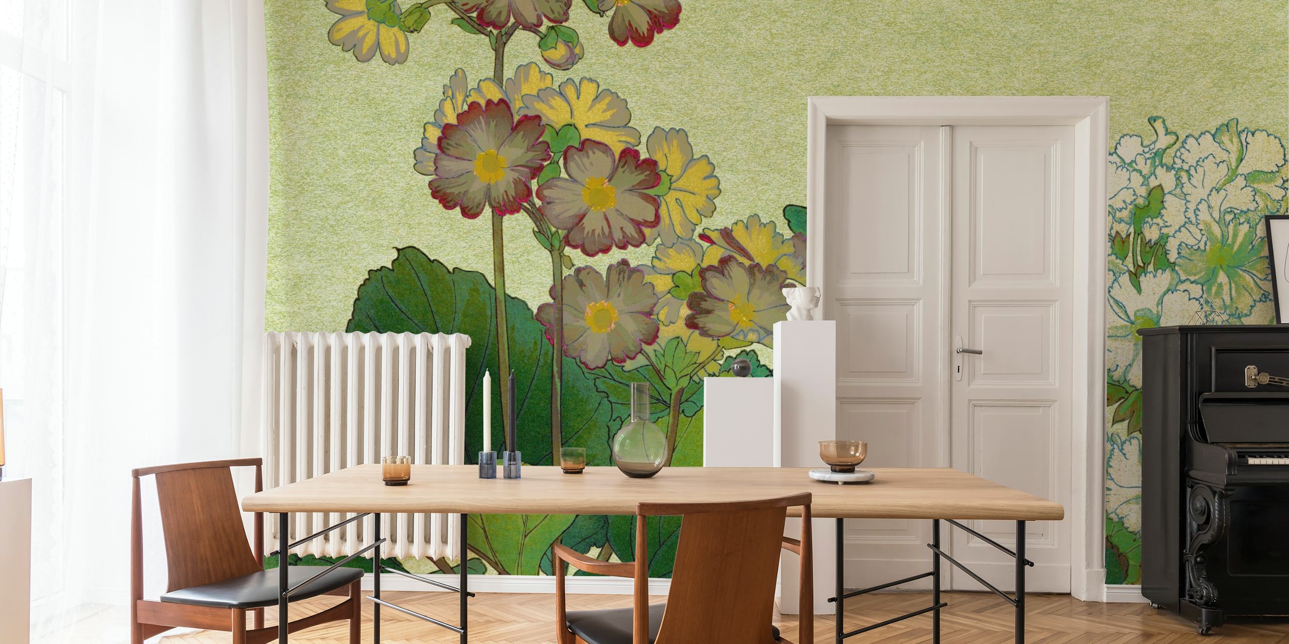 Handmade floral wallpaper in a room