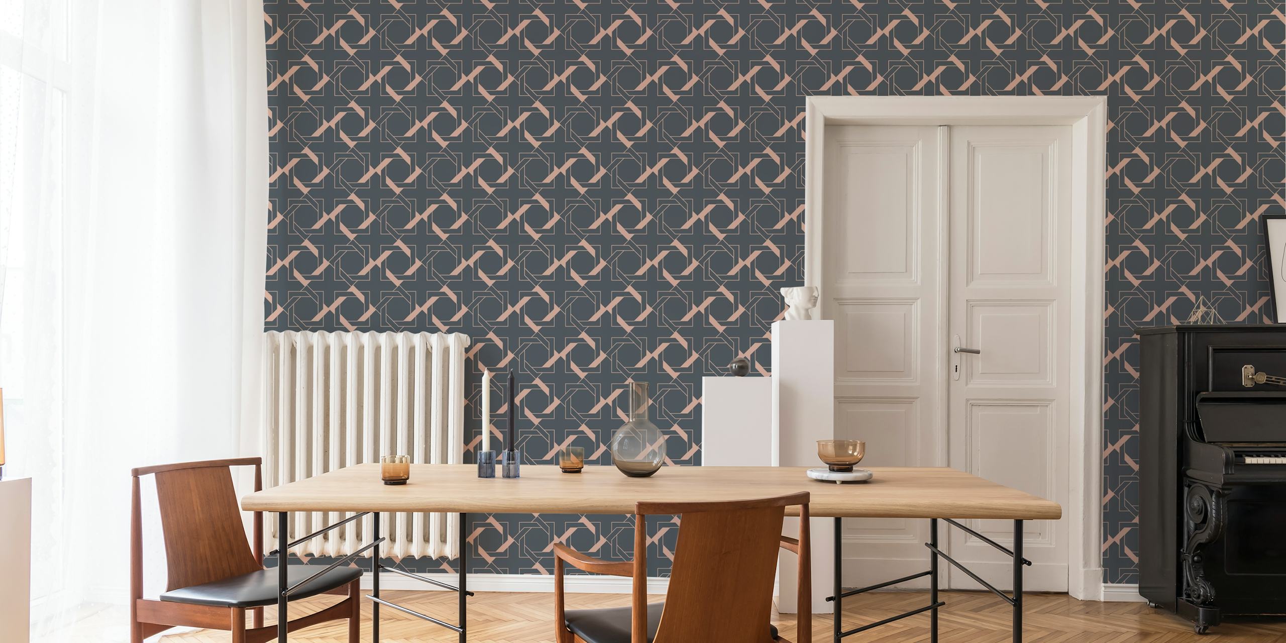 Art Deco vägg kol Peach tapet mönster