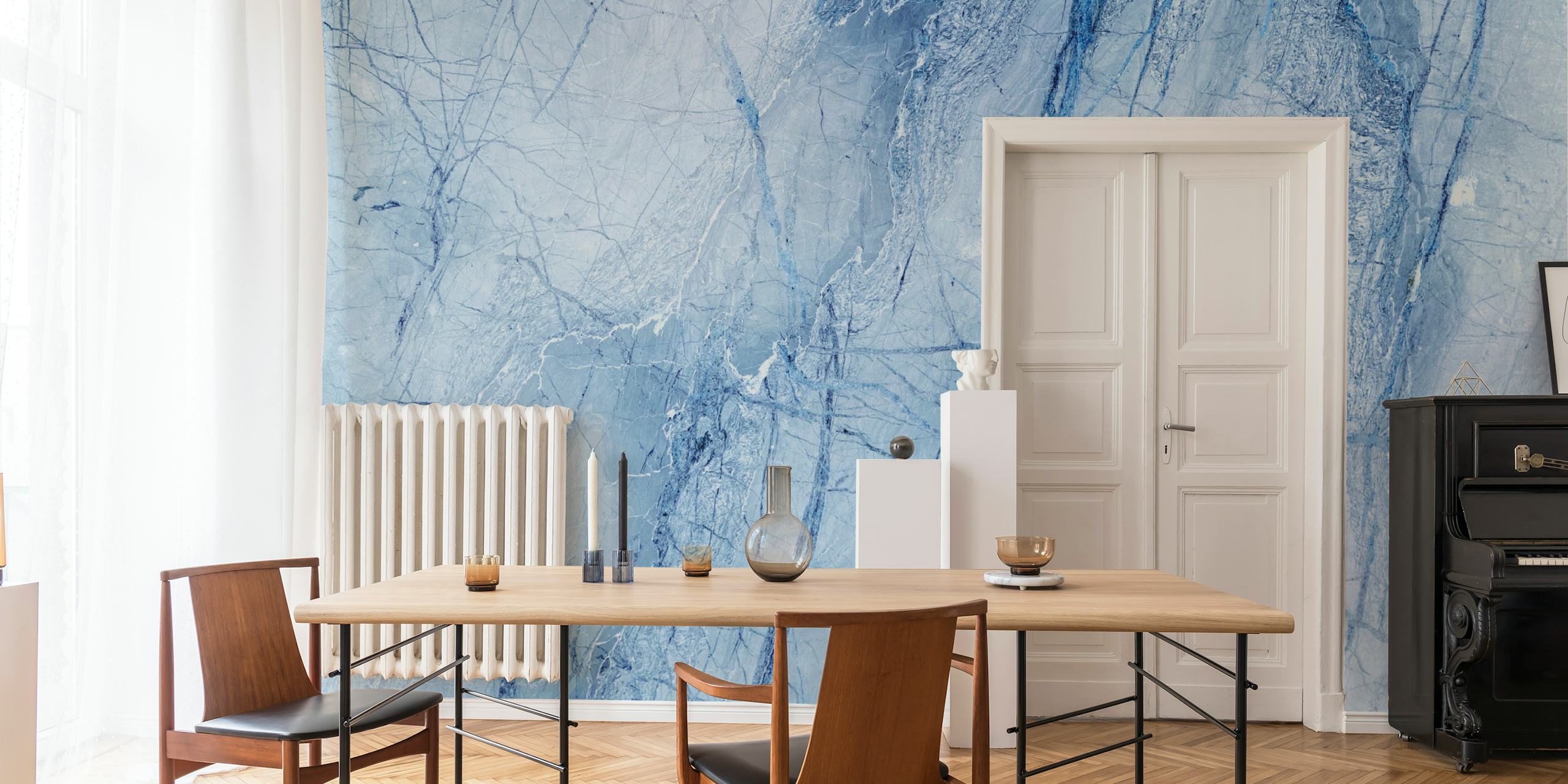 papel de parede Light Blue Marble Ocean em um quarto