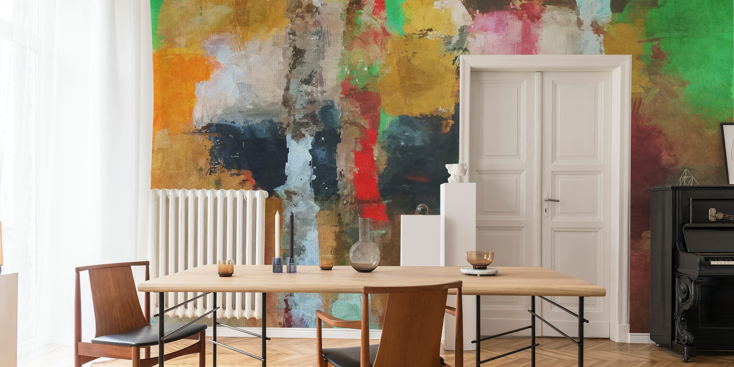 Abstract, rustiek geometrisch fotobehang met aardse tinten en vormen