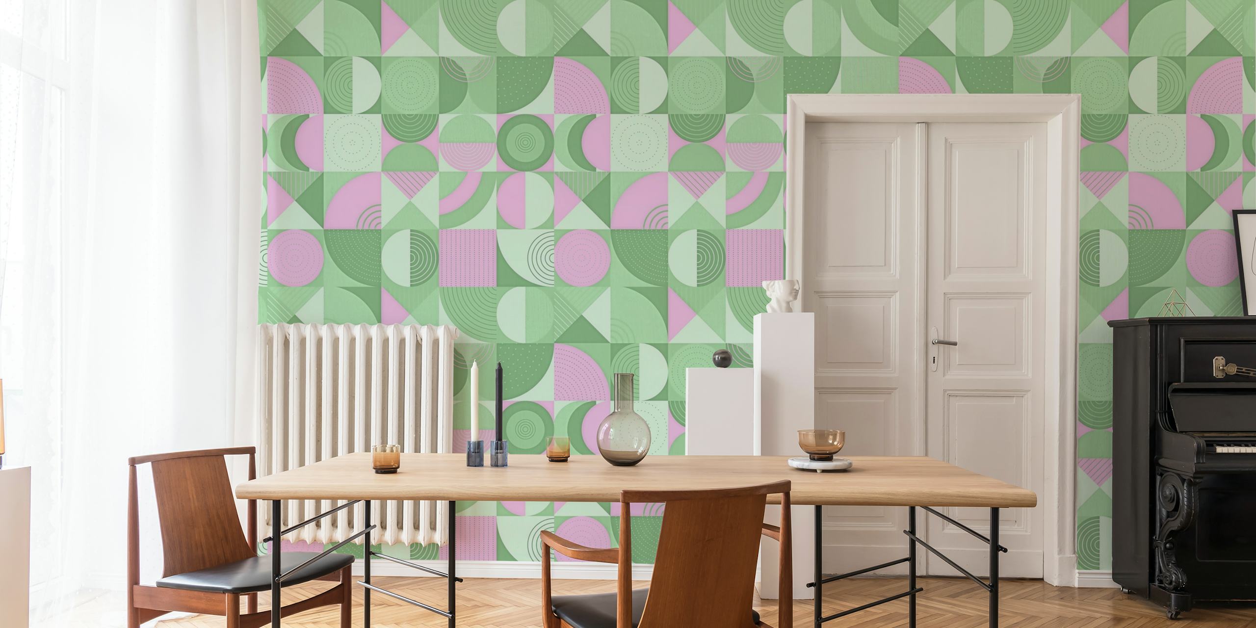 Design abstrato moderno de meados do século sessenta em tons pastéis para mural de parede