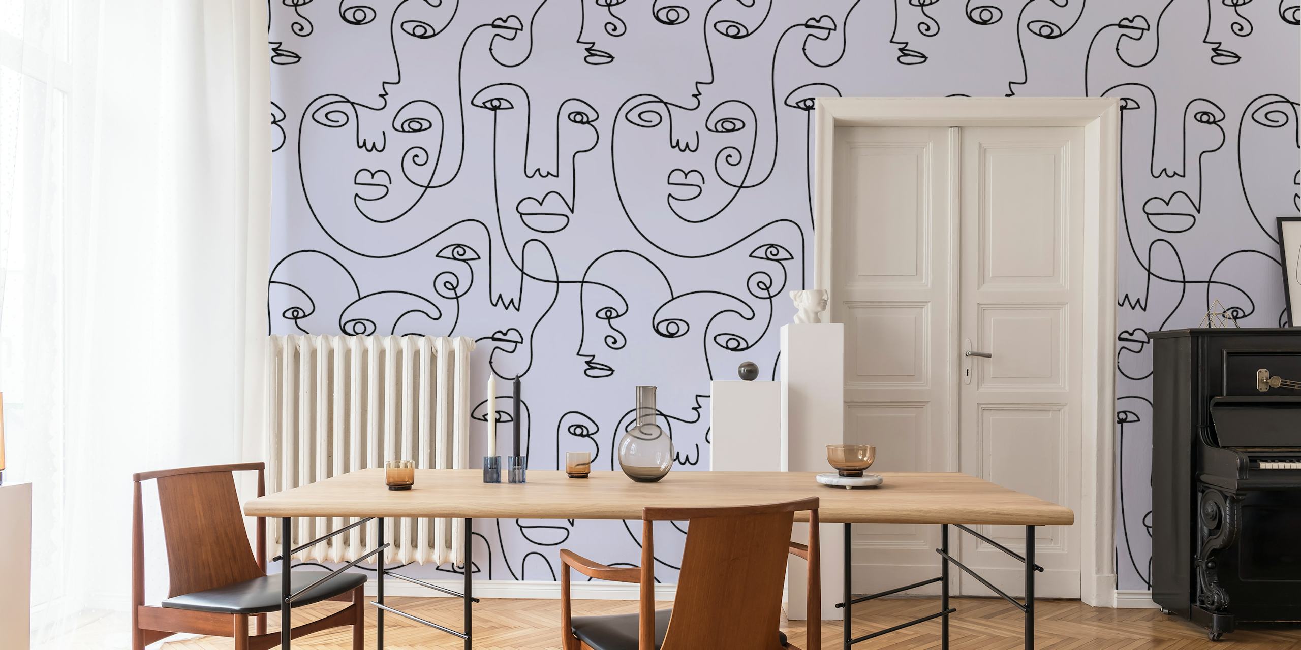 Abstract Picasso-Inspired Faces Seinämuraali HappyWallilta