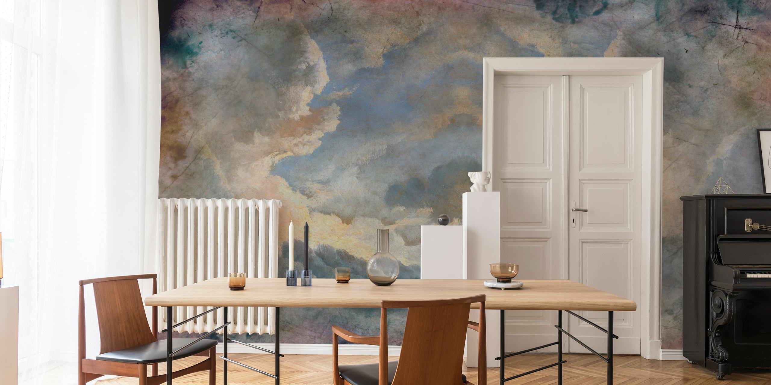 Clouds in soft pastel tones with vintage texture wallpaper