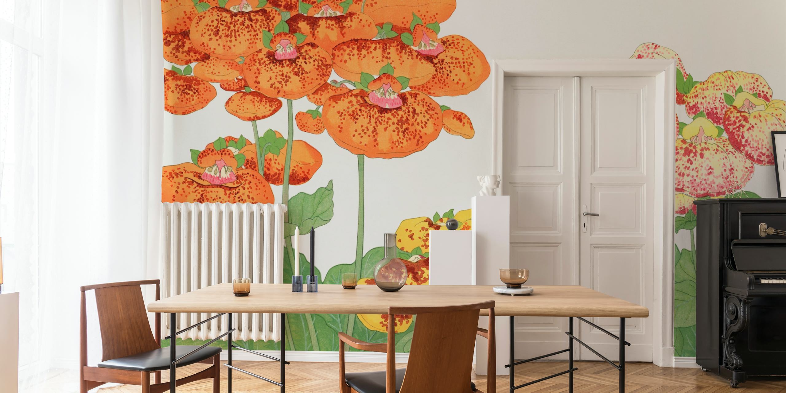 Whimsical Japan Floral wallpaper in a room