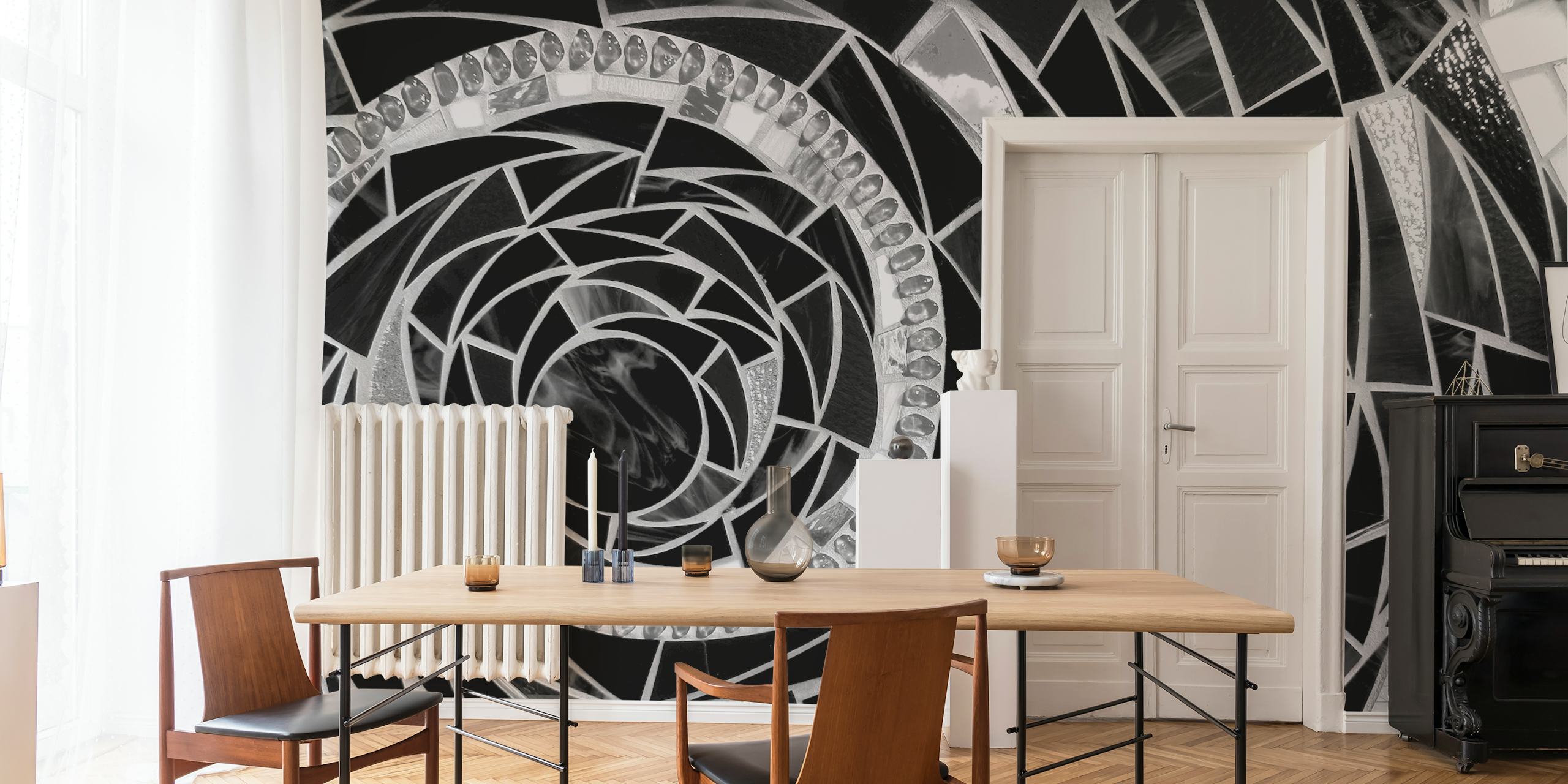 Black and White Glass Texture tapet i ett rum