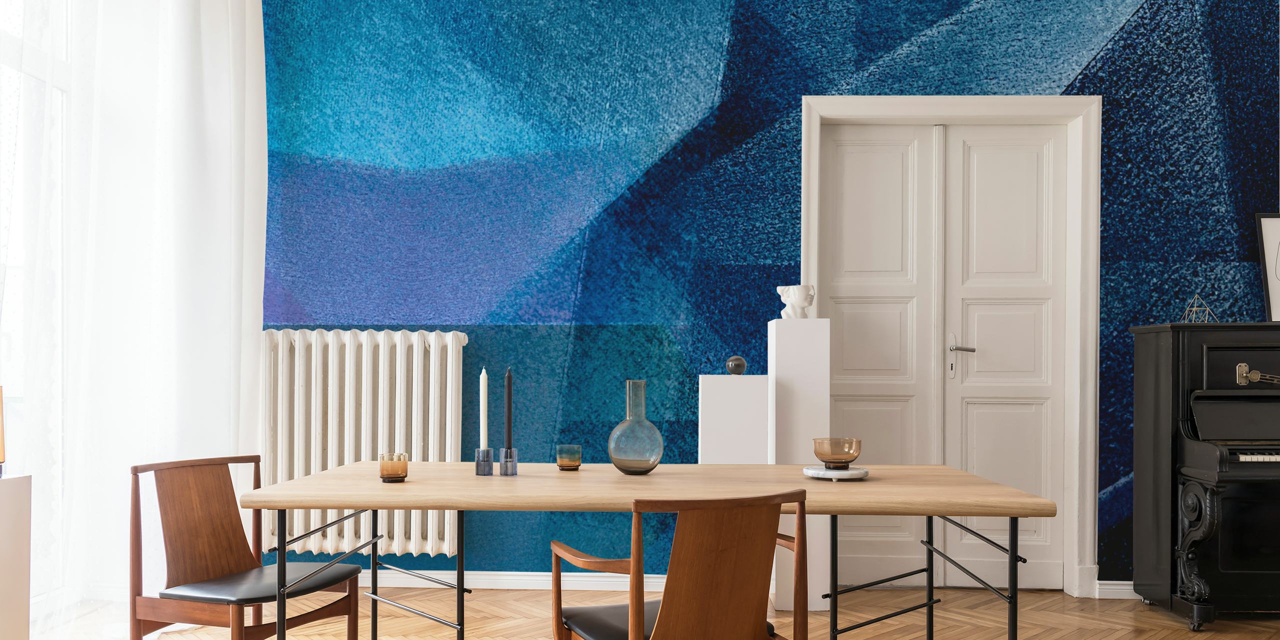 Blue abstract geometric shapes wallpaper