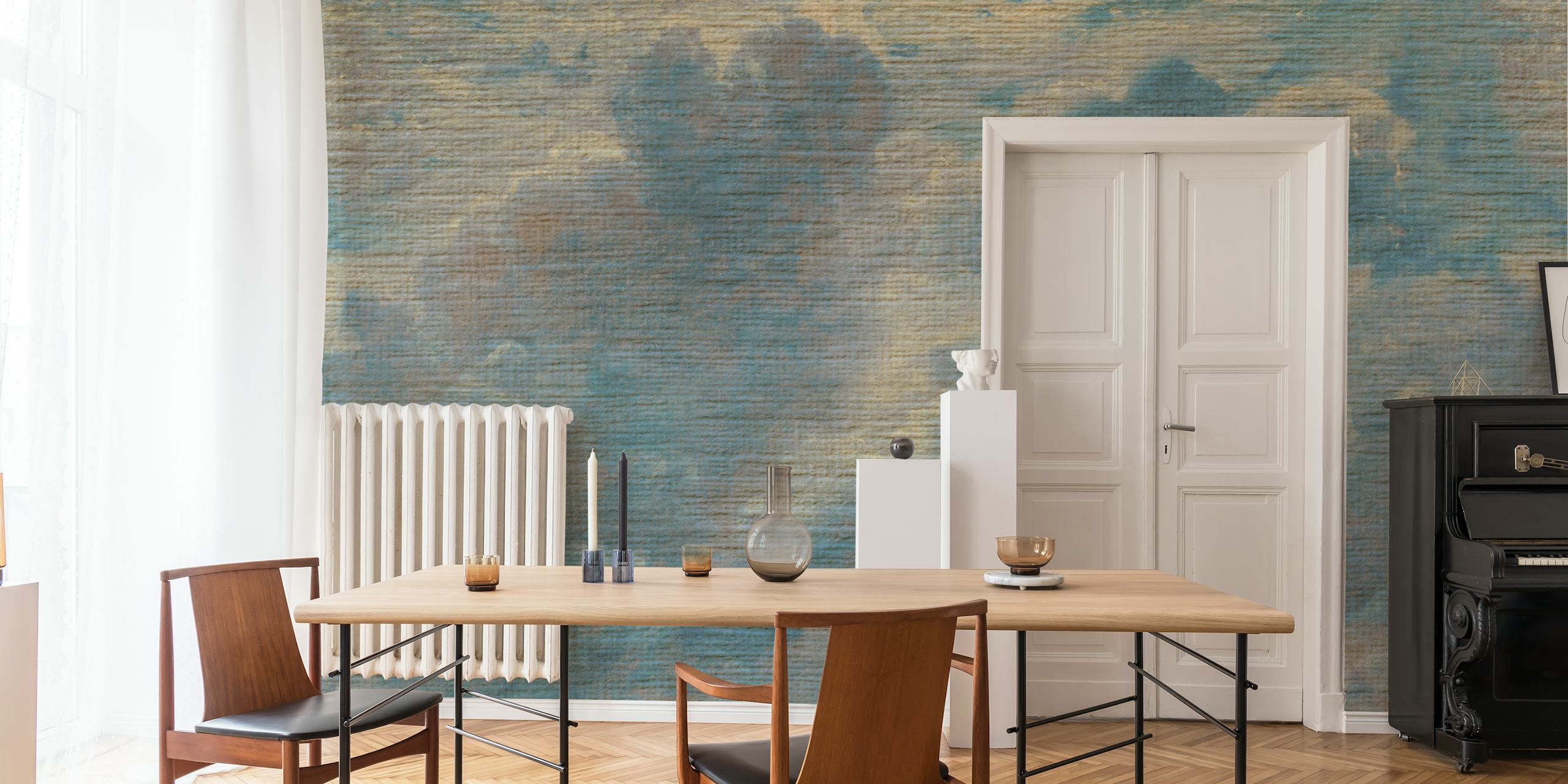 Blue textured clouds wallpaper in soft tones