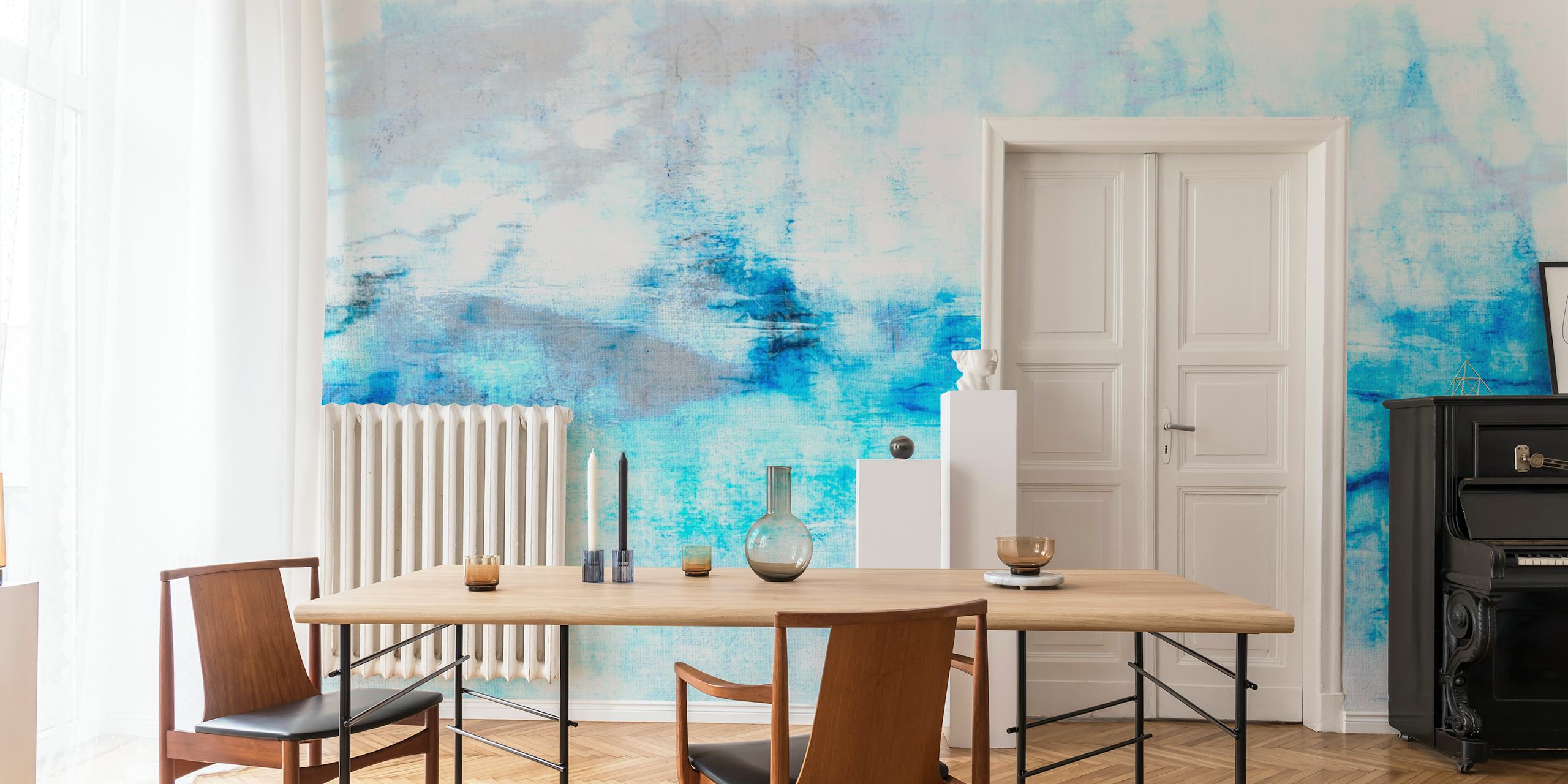 Blue and white watercolor abstract wallpaper