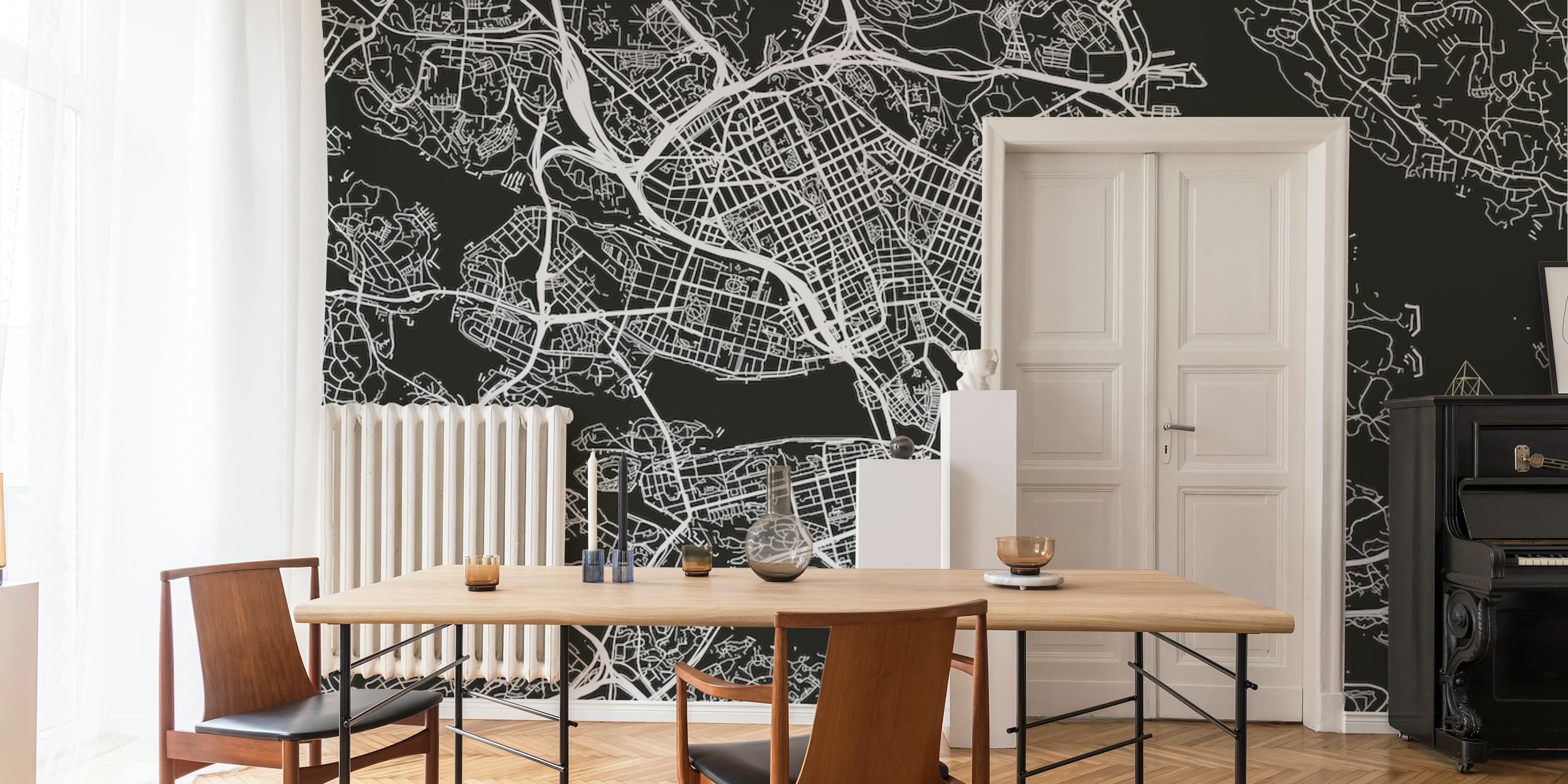 Stockholm map design papel pintado en una habitación