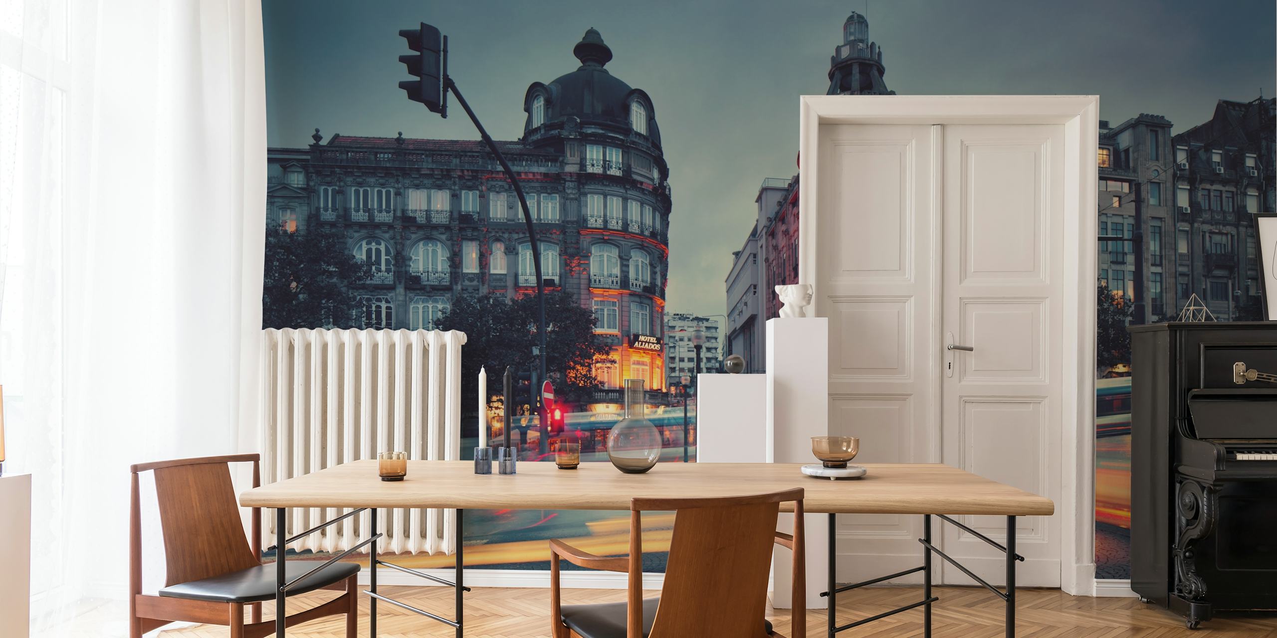 Porto-inspired wallpaper in a modern interior